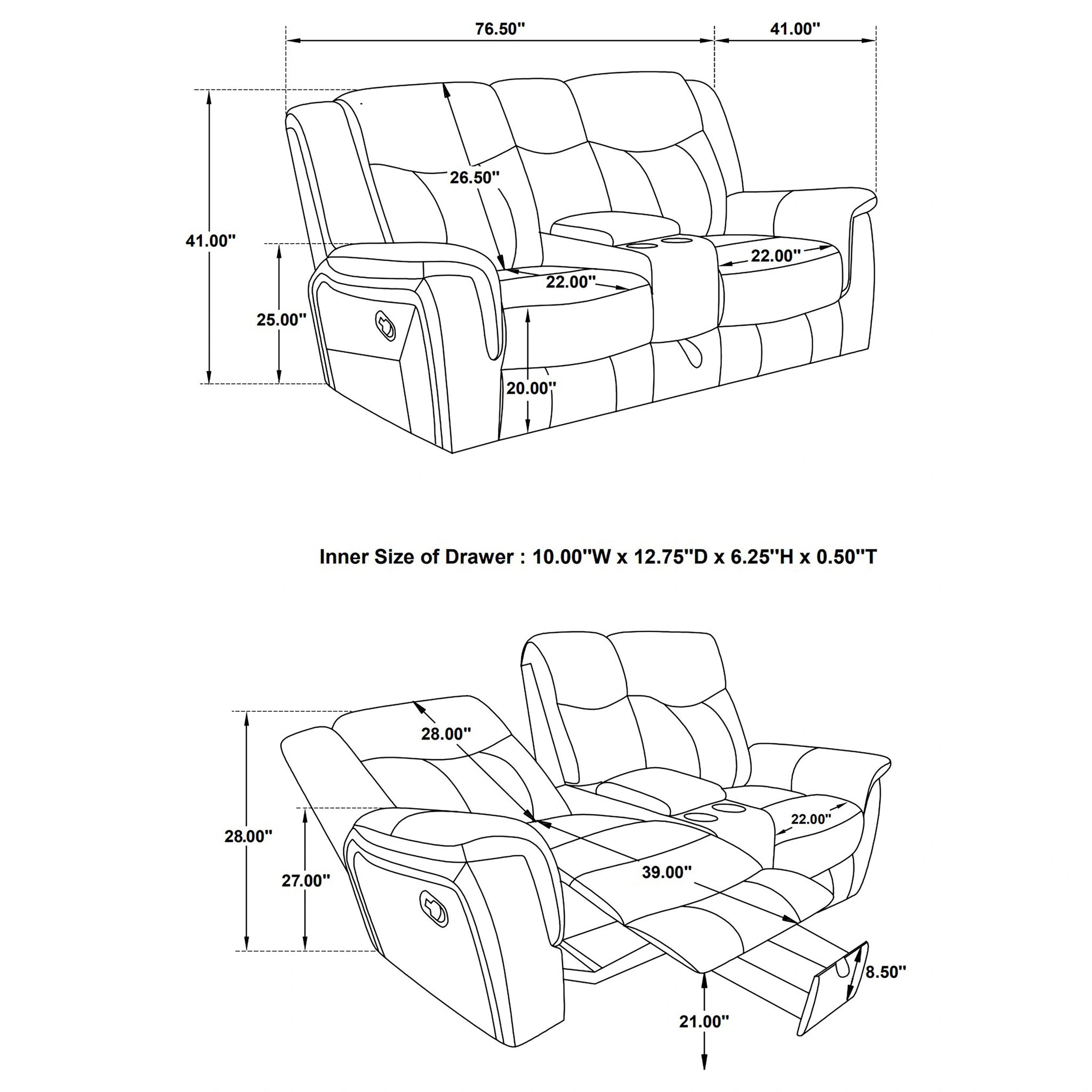 Conrad Reclining Glider Loveseat