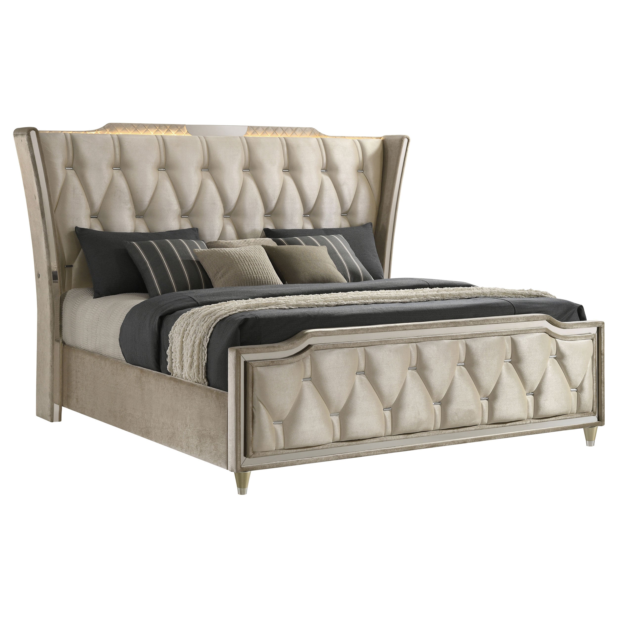 Lorient Wingback Bed with LED Lighting