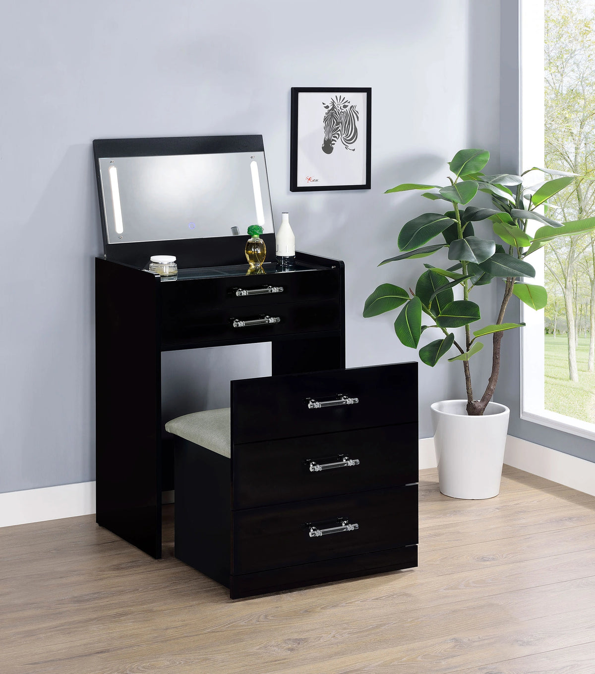 Danbury Makeup Vanity Table with LED Mirror and Stool