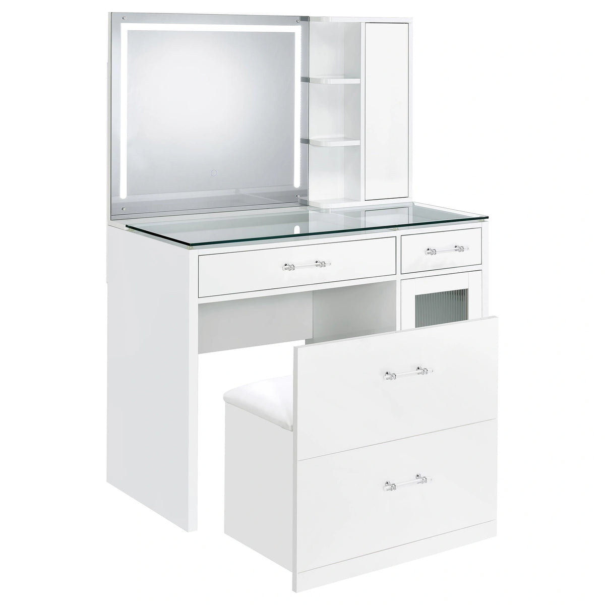 Flora Makeup Vanity Table with LED Mirror and Stool