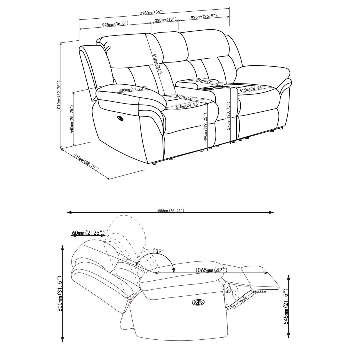 Bahrain Power Reclining Loveseat