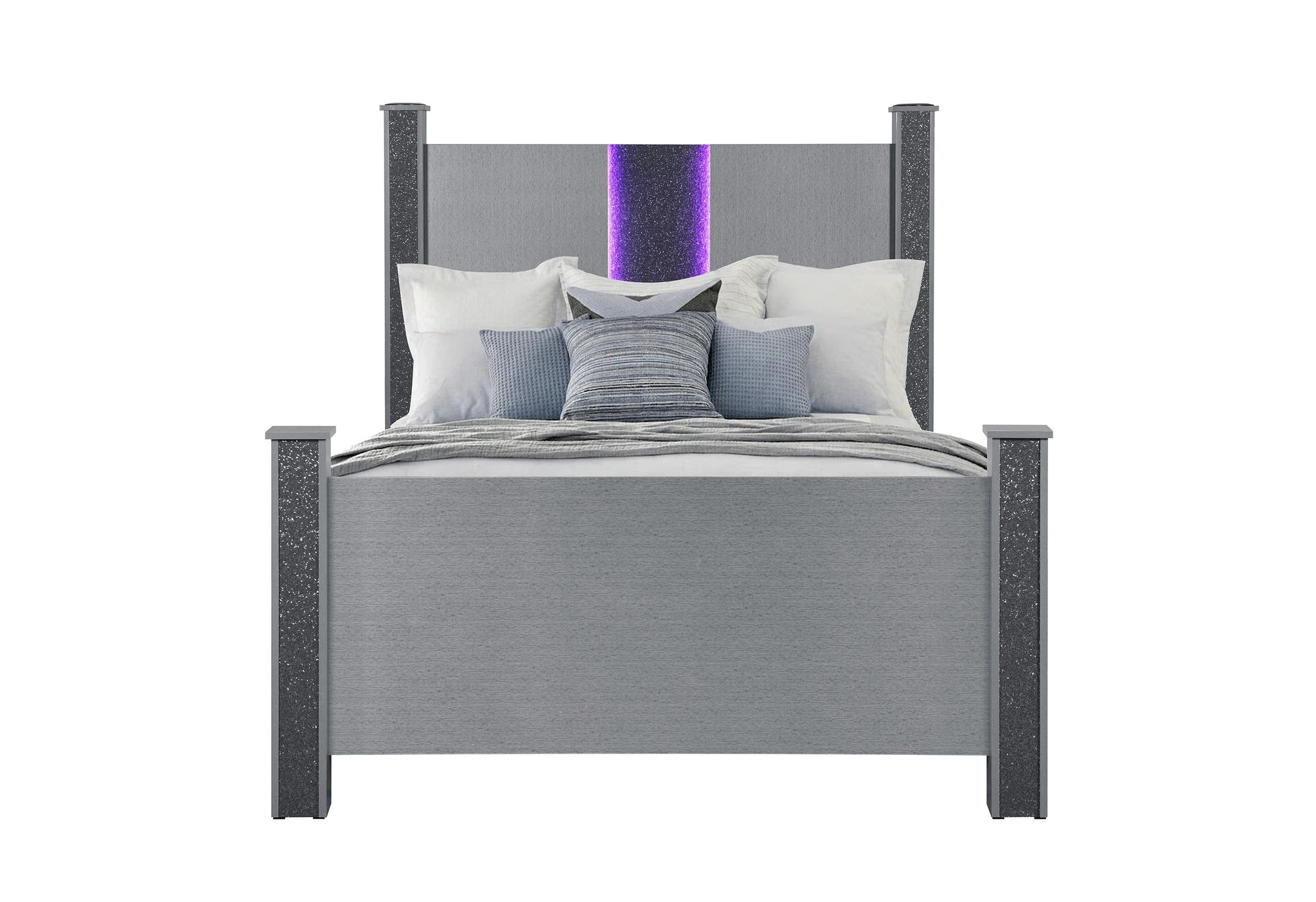 Logan Silver Bed with LED and Speakers
