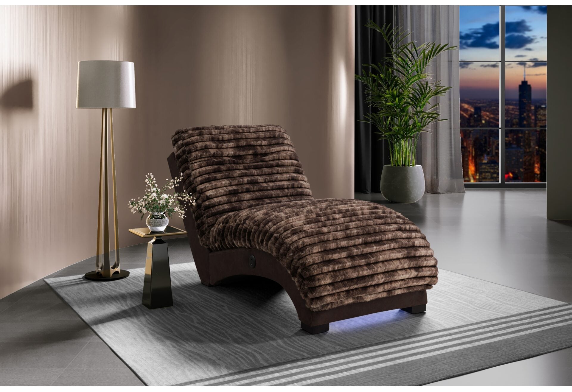 Dominic Mink-Java Chaise With Usb