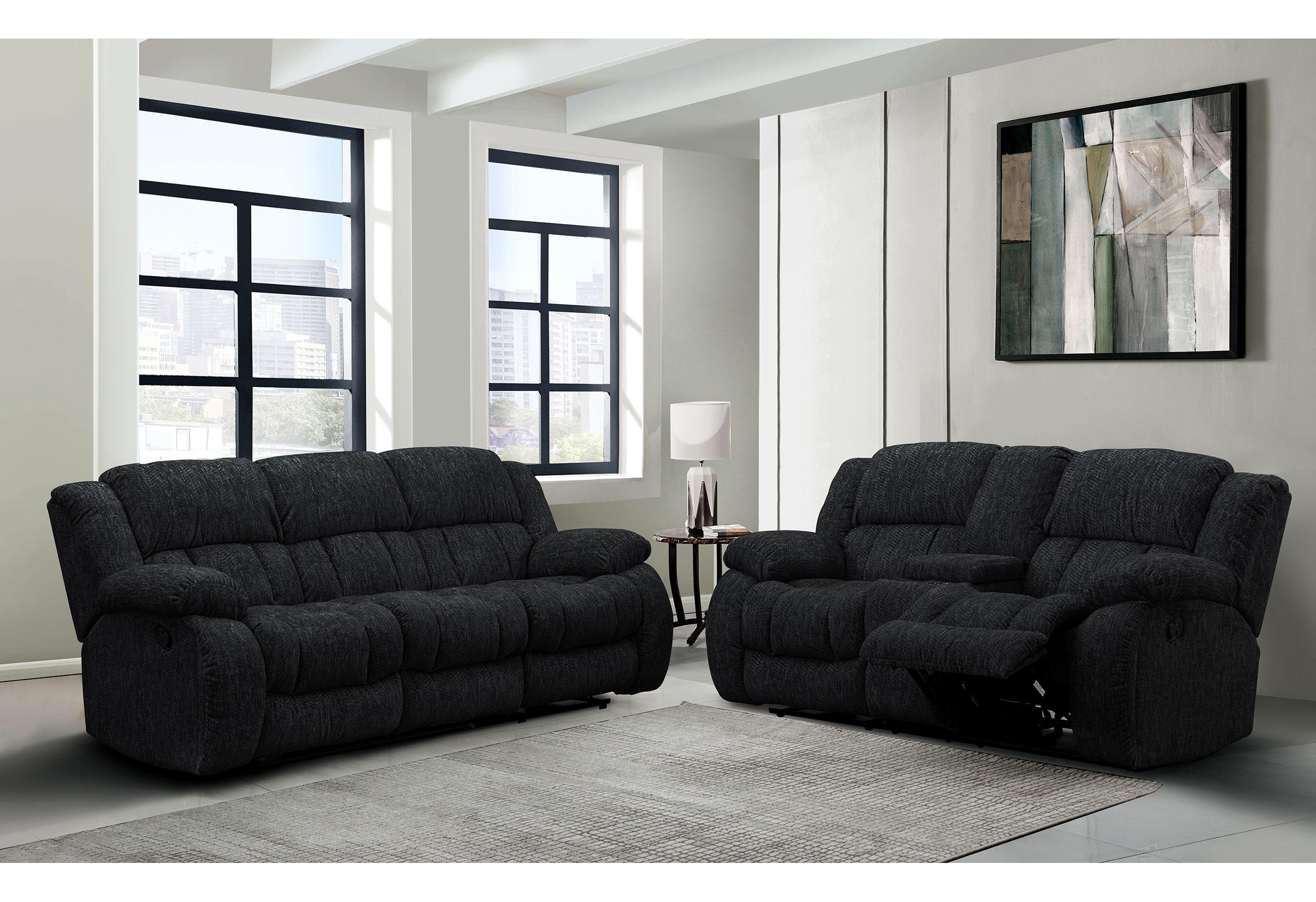 U250 EBONY RECLINING SOFA/CONSOLE RECLINING LOVESEAT