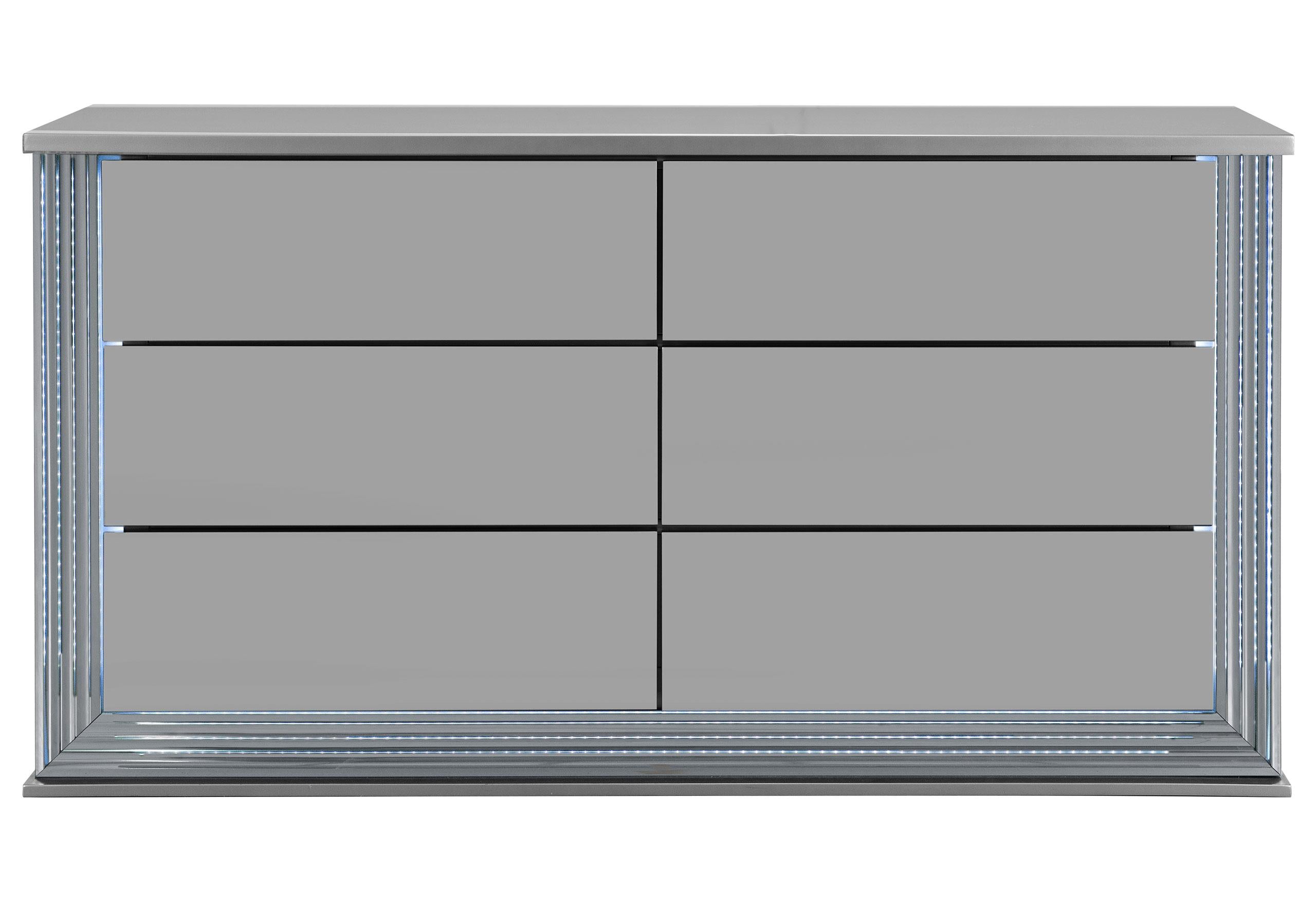 YLIME SMOOTH SILVER DRESSER WITH LED