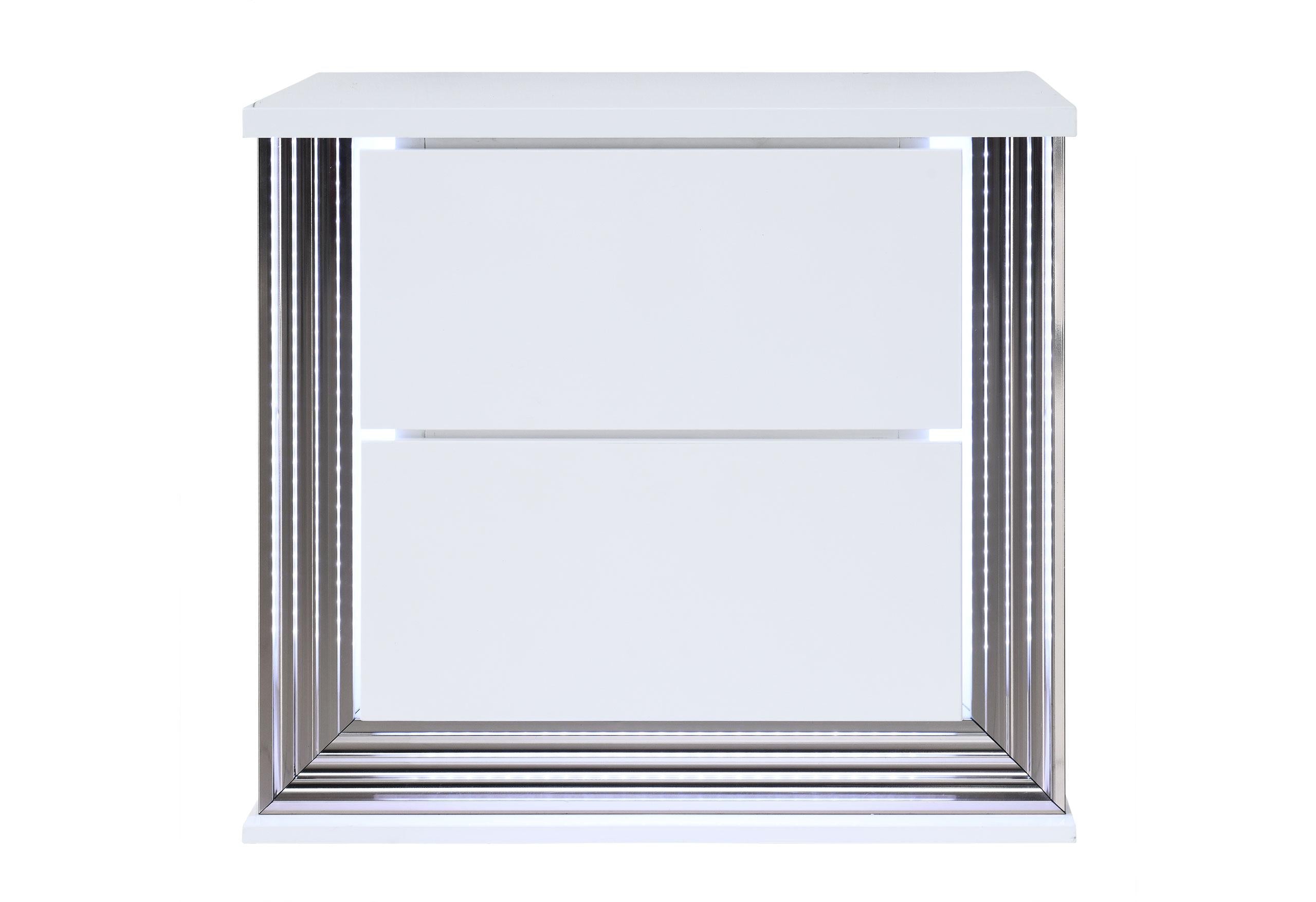 YLIME SMOOTH WHITE NIGHTSTAND WITH LED