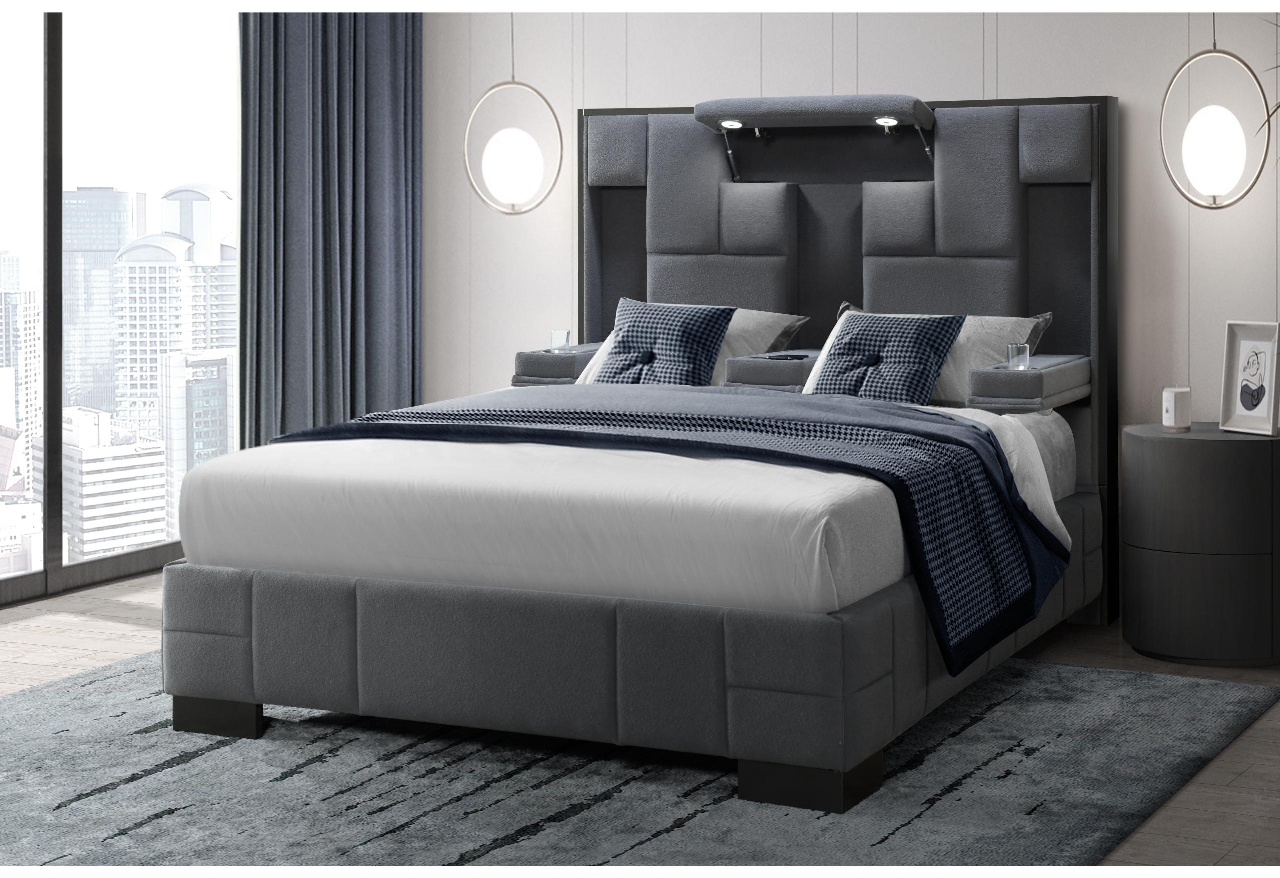 OSCAR DARK GREY 8 QUEEN BED