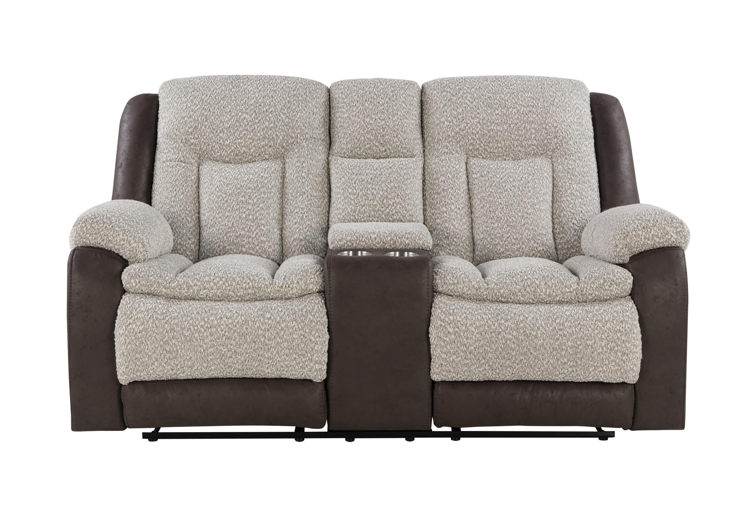 U4377 GREY/BROWN CONSOLE RECLINING LOVESEAT