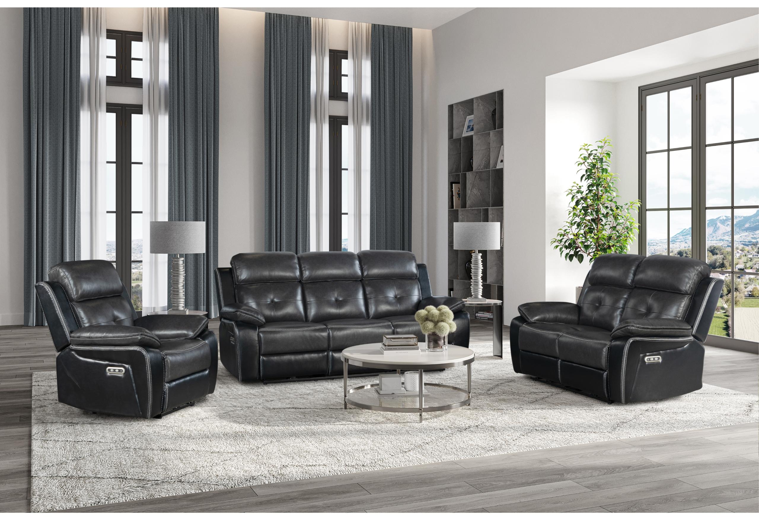 U5050 BLANCHE CHARCOAL/BLACK-POWER RECLINING SOFA/'POWER RECLINING LOVESEAT/POWER RECLINER