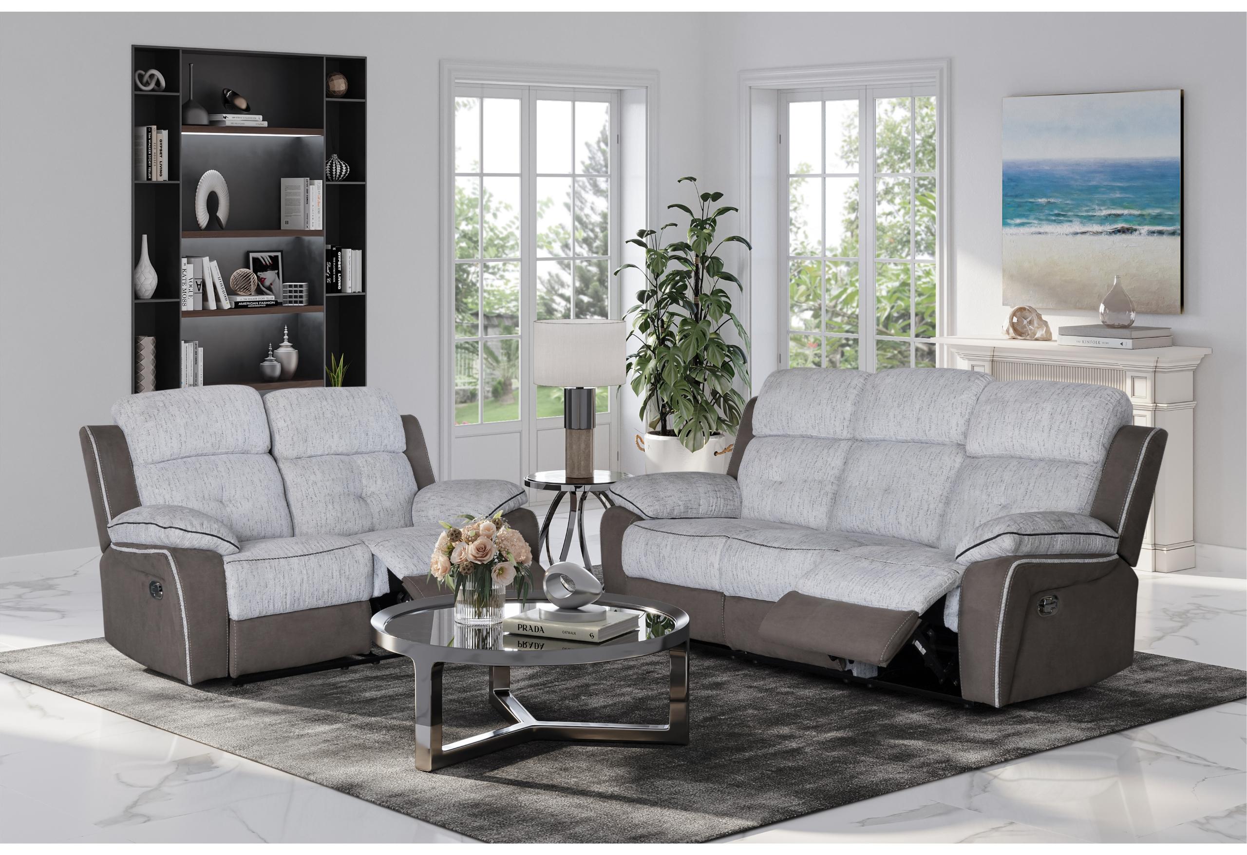 U5050 LIGHT GREY/DARK GREY 30 RECLINING SOFA/RECLINING LOVESEAT