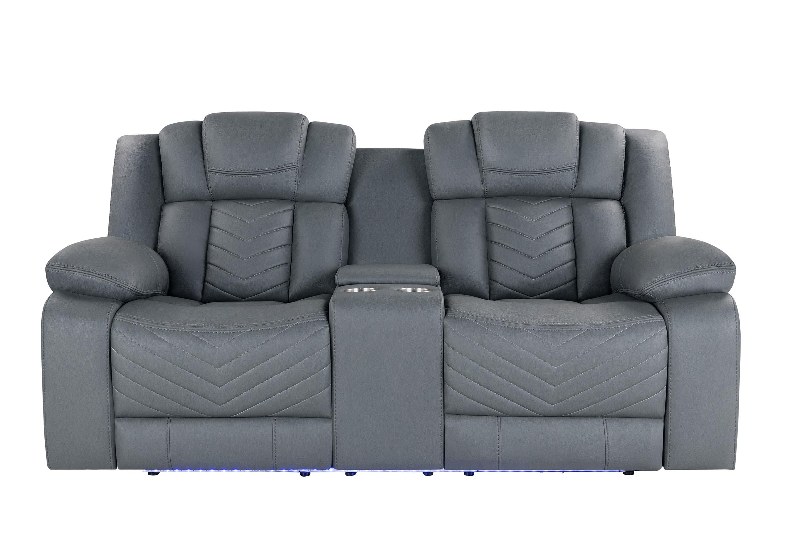 U7069 GREY 10 PWR CON REC LOVESEAT WITH LED AND IMMERSIVE SOUND