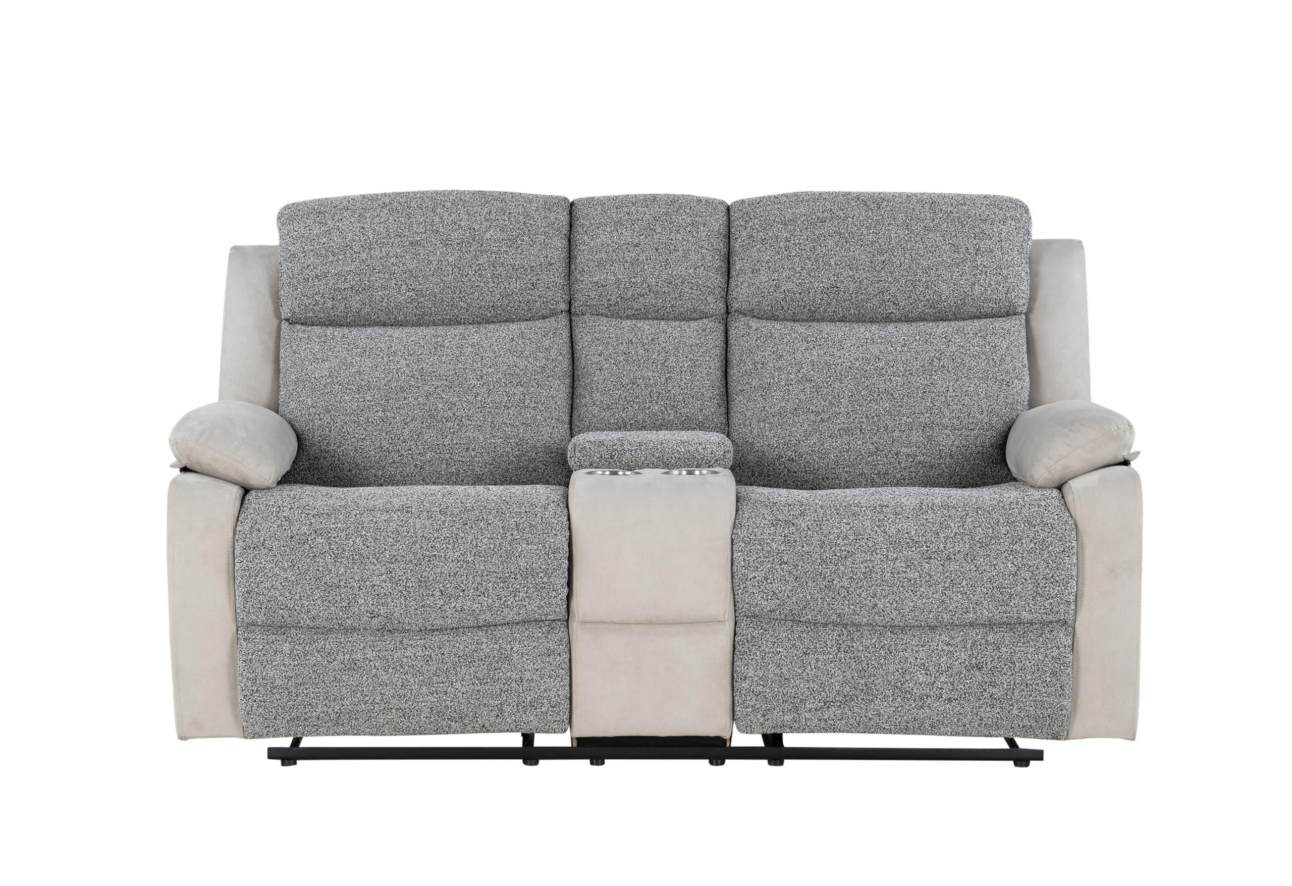 U6027 GREY/LT GREY CONSOLE RECLINING LOVESEAT