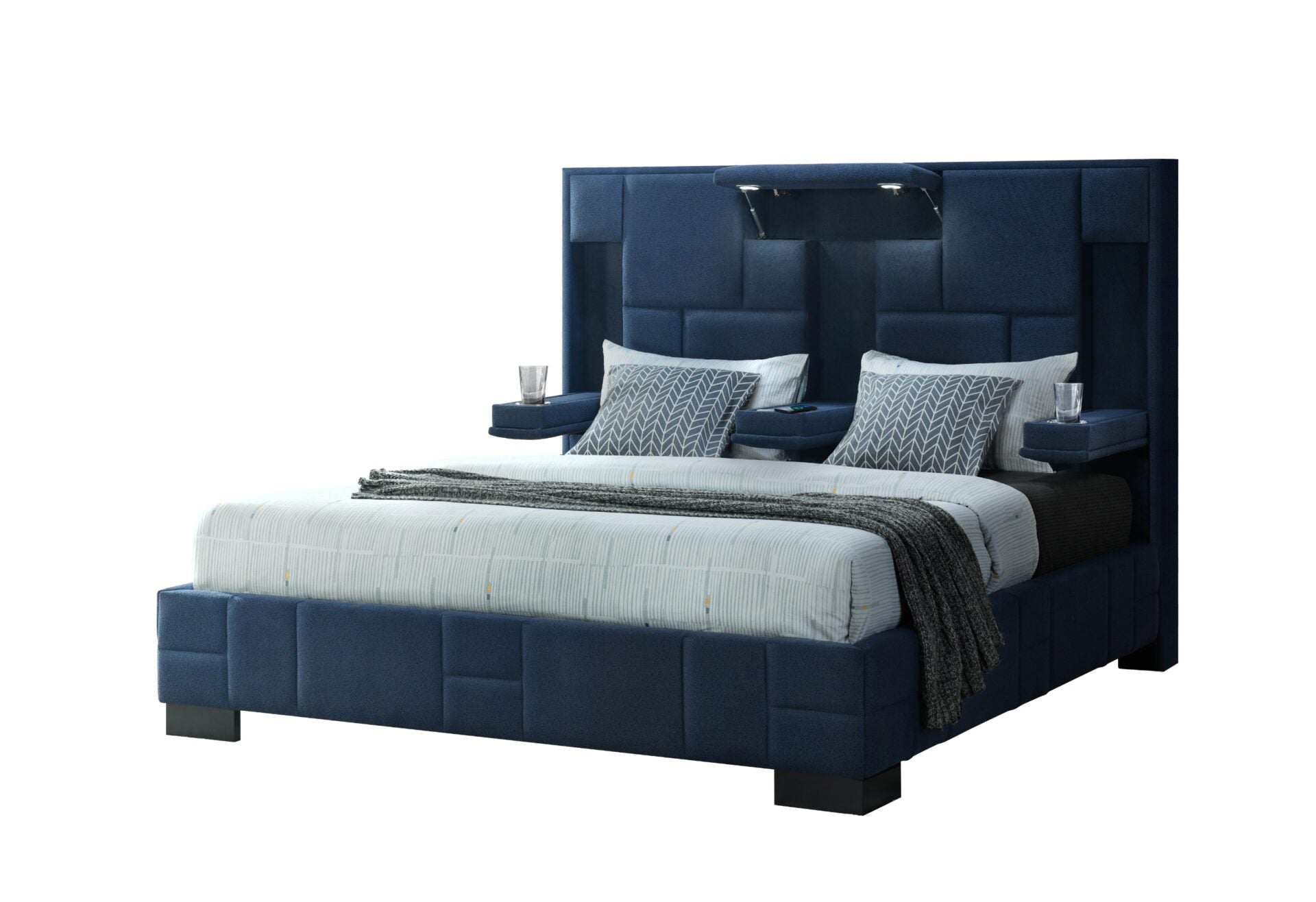 Oscar Navy Blue Bed No Wood Trim