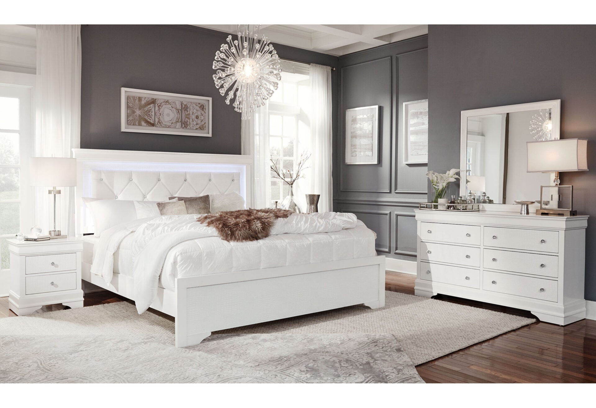 Pompei Metallic White Group With Led