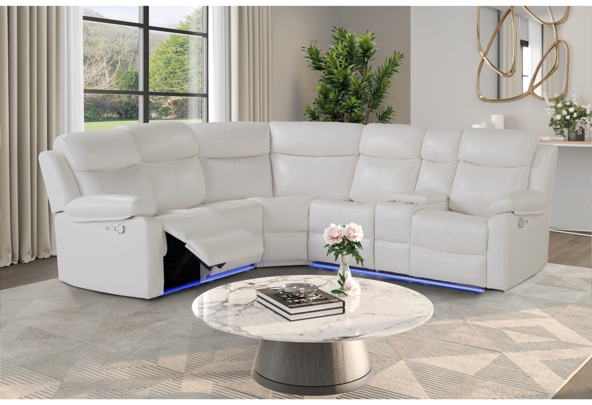 U6026 Blanche White Sectional Sofa