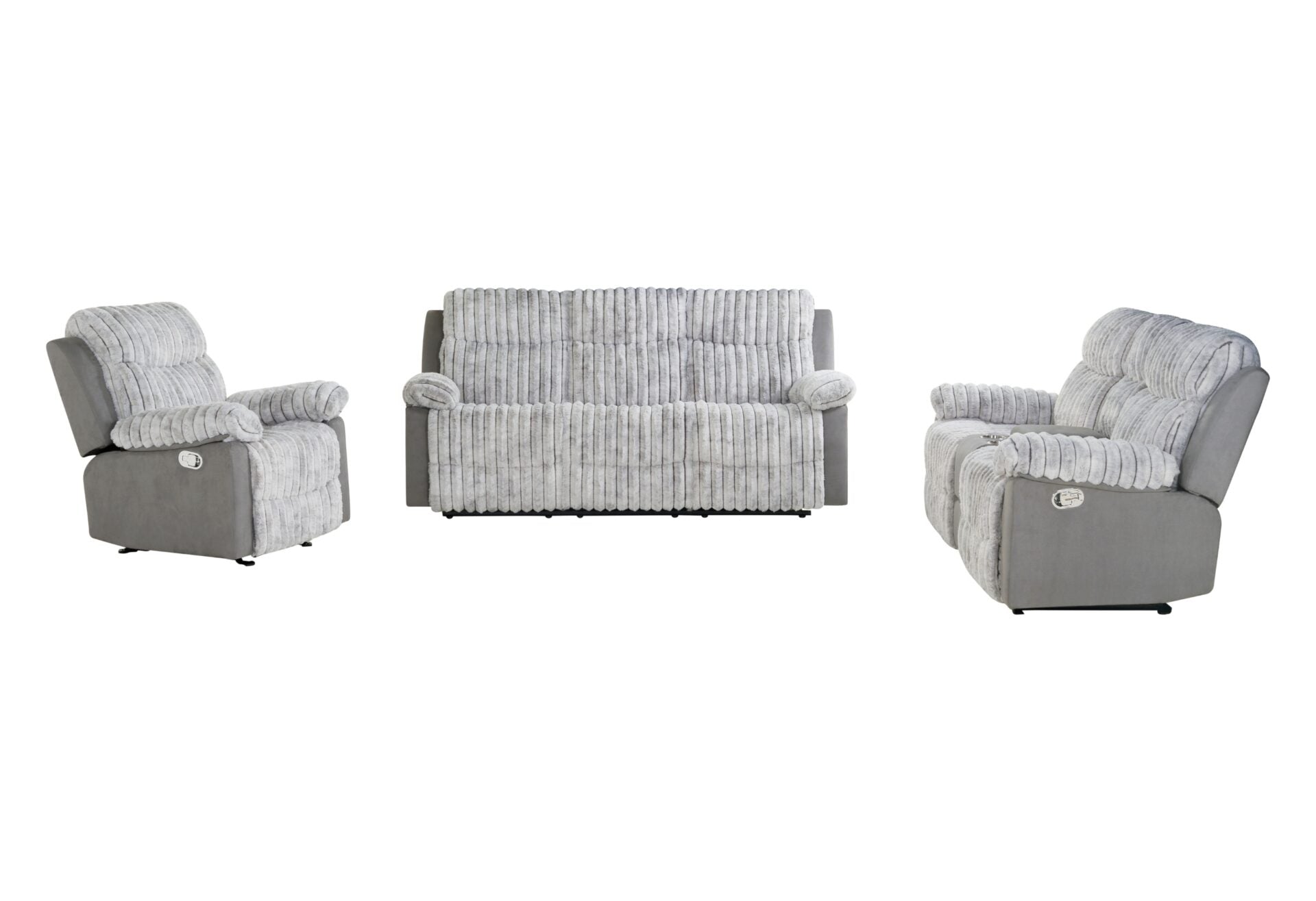 U6028 Reclining Sofa-Console Reclining Loveseat with Glider Recliner
