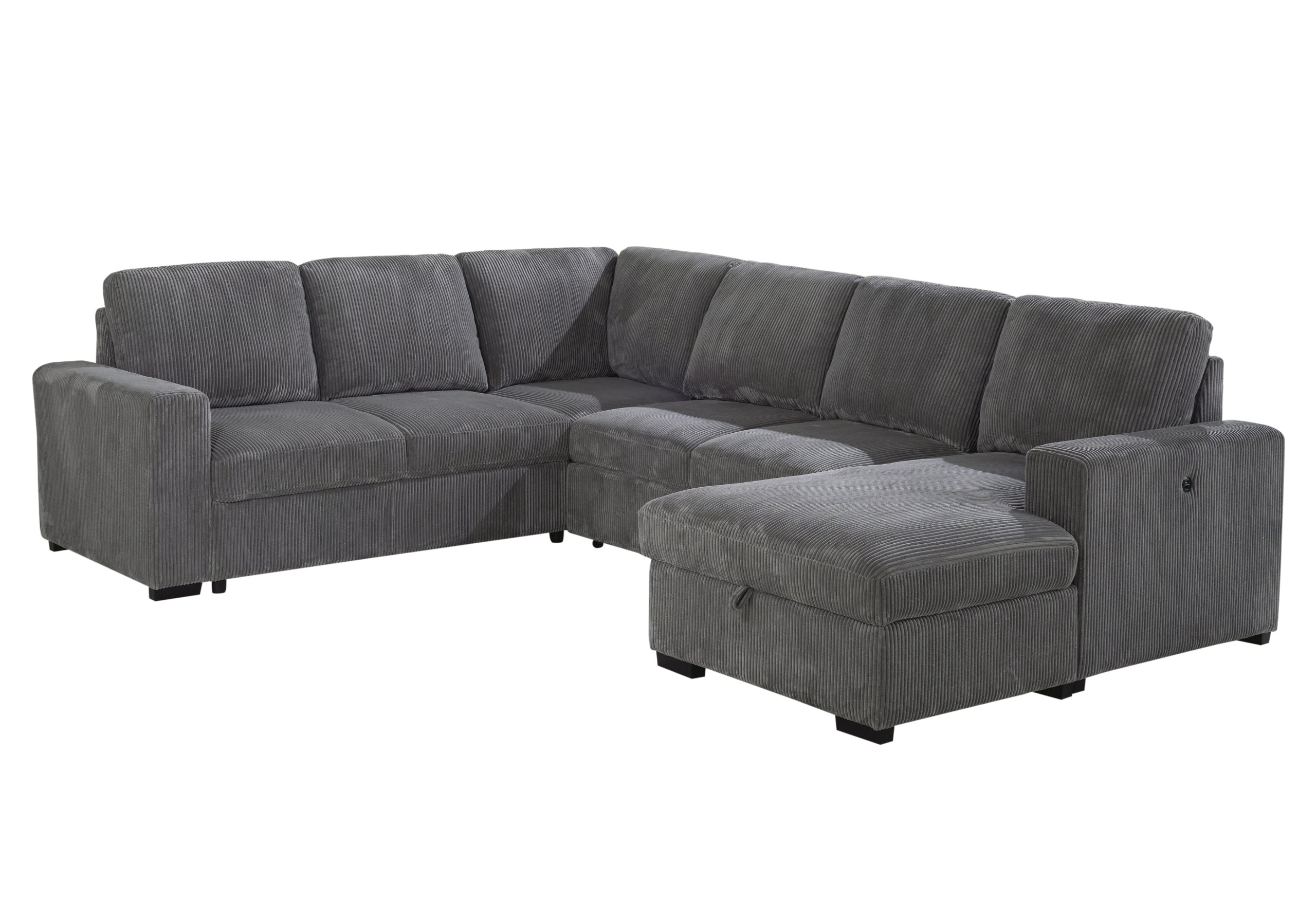 U2660 GREY SECTIONAL W/PULL OUT SOFA BED