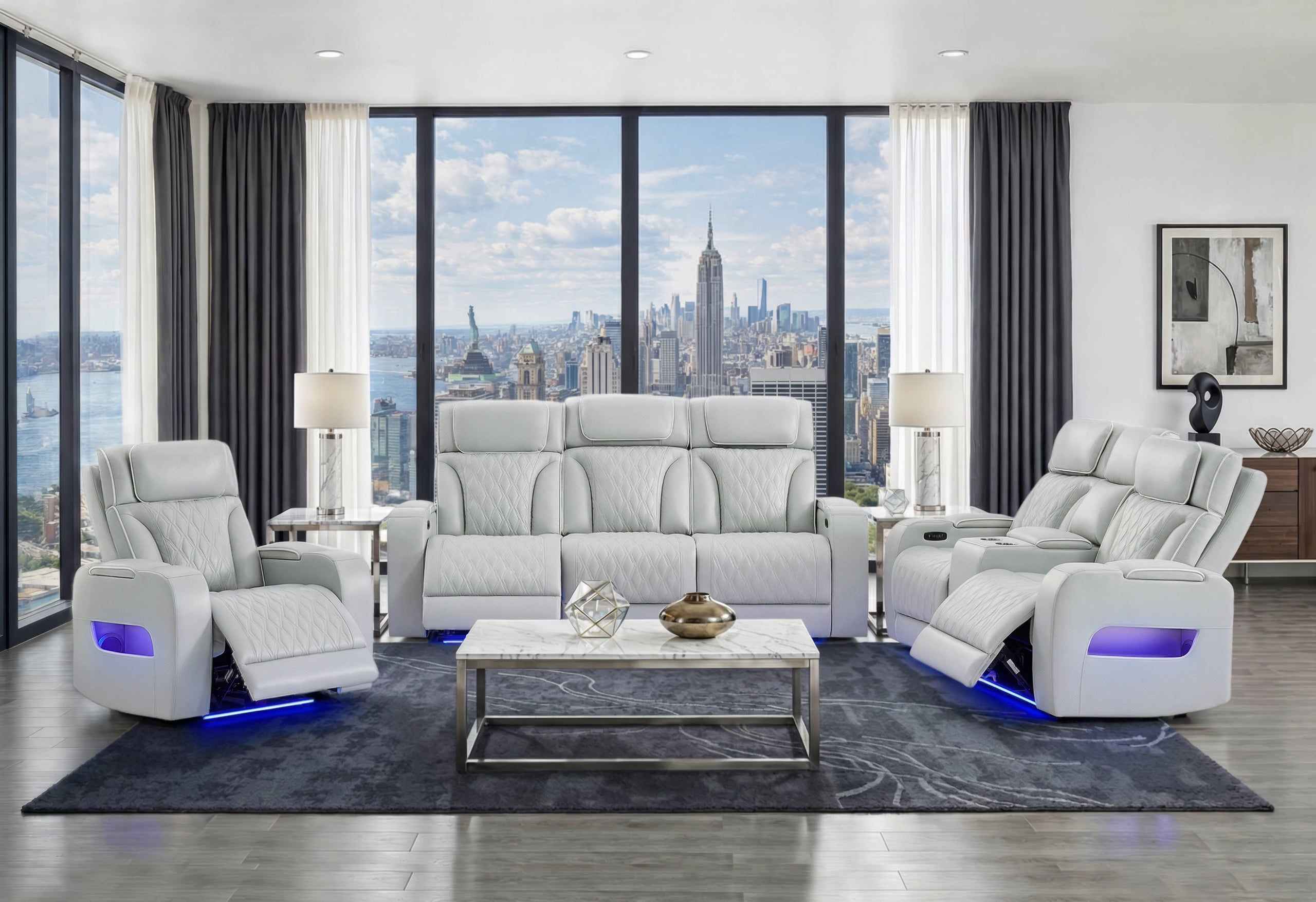 U8611 BLANCHE SILVER P2 PWR REC SOFA/PWR CON REC LOVESEAT/PWR REC