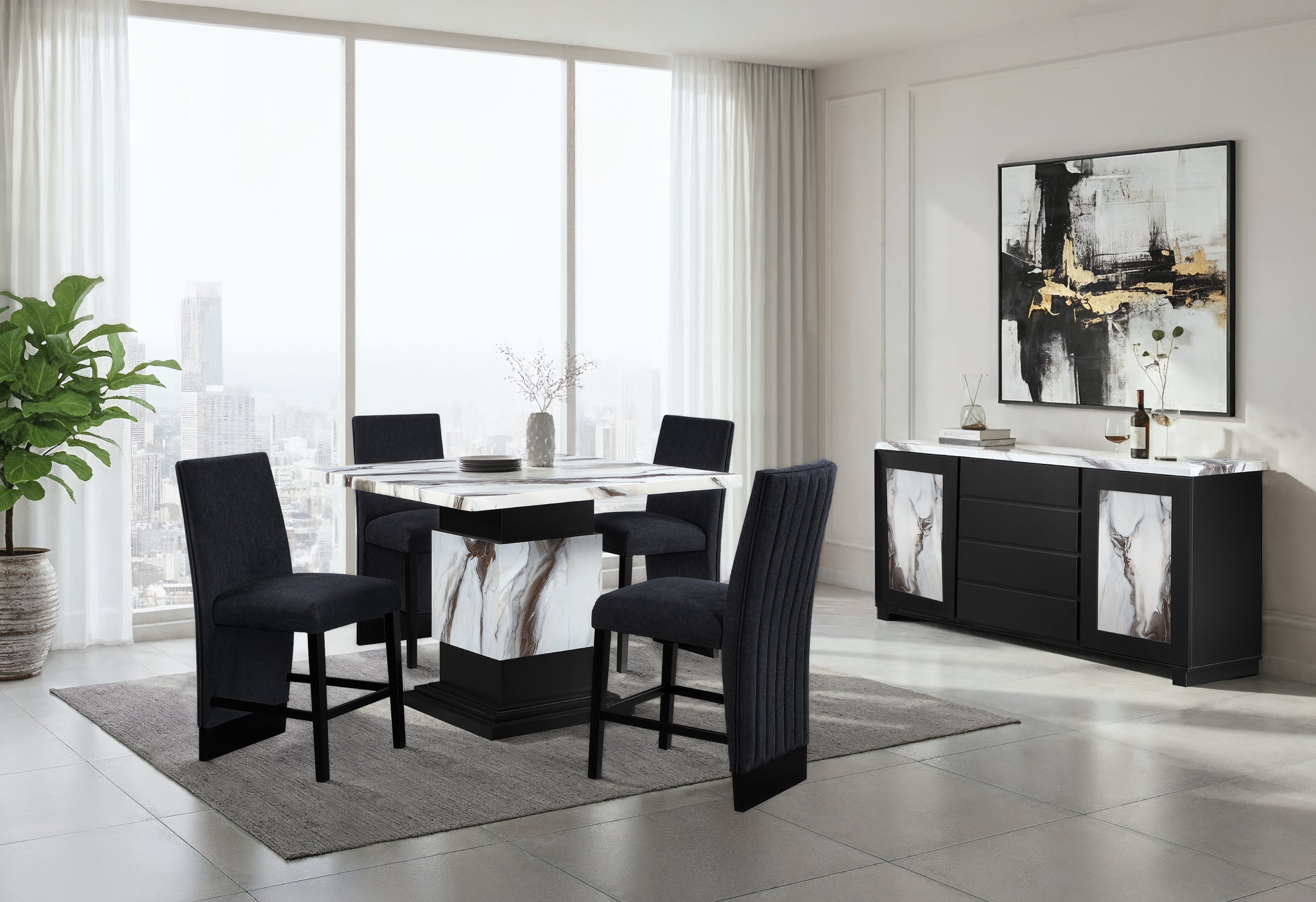 D12 BAR TABLE AND 4 BAR STOOLS