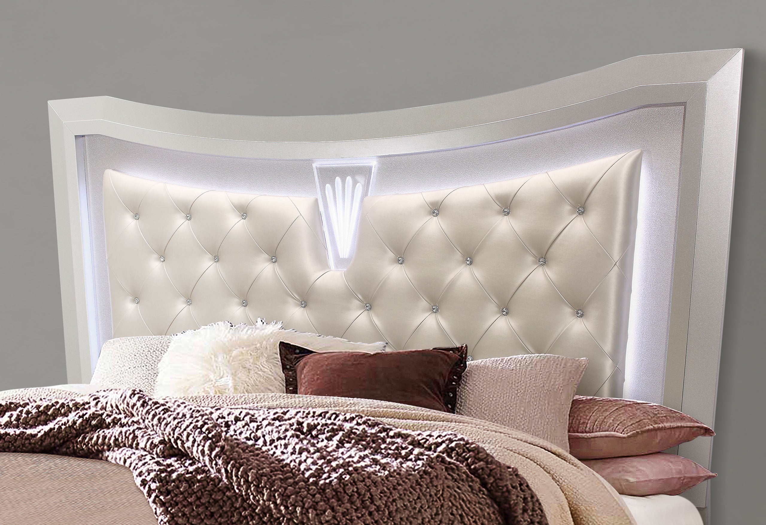 PARIS CHAMPAGNE KING BED WITH LED