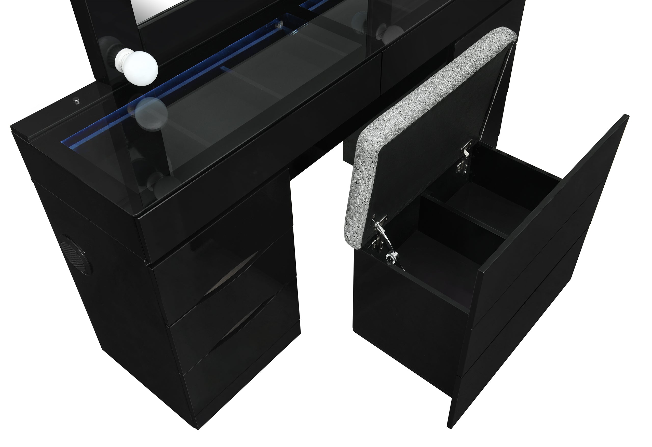 ELLA BLACK VANITY SET WITH STORAGE STOOL