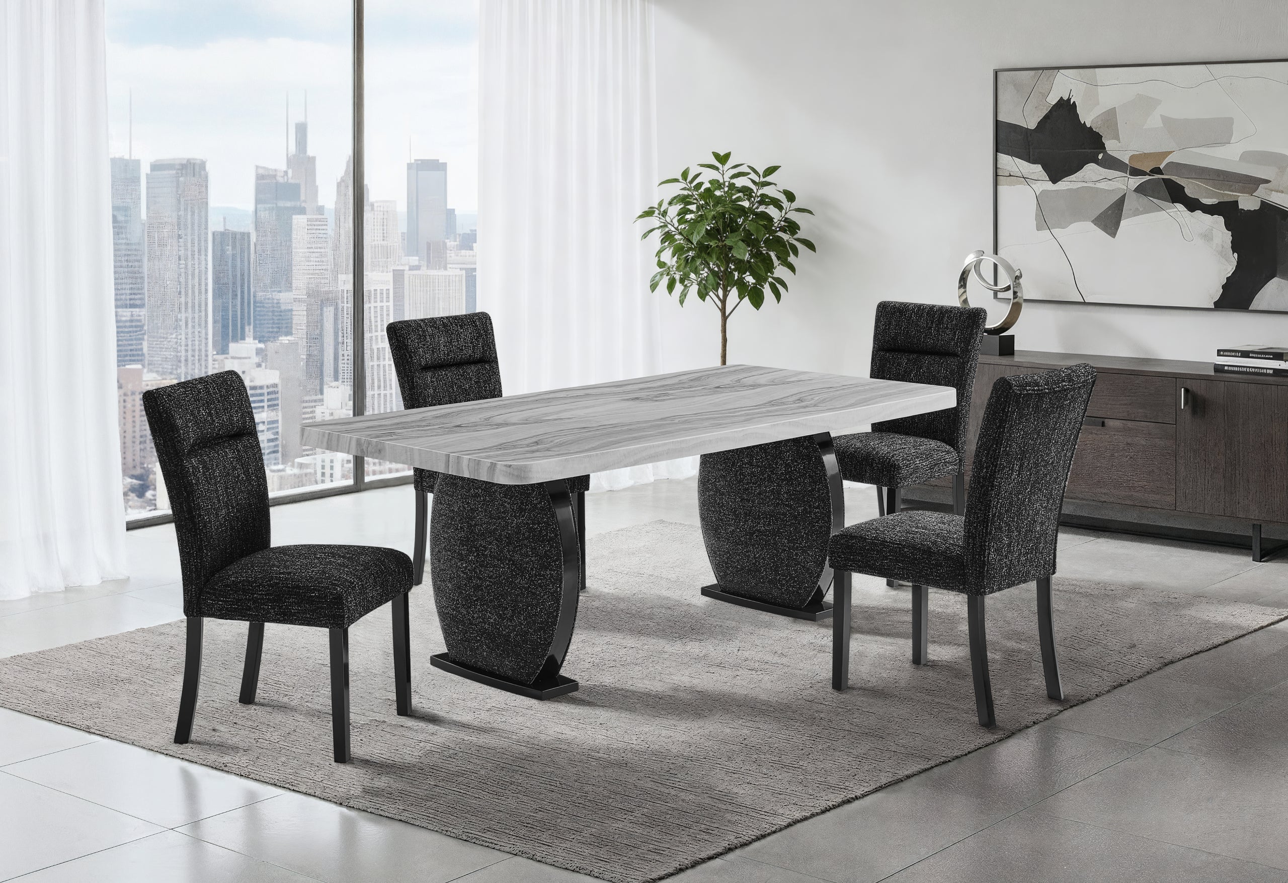 D2502 DINING TABLE AND 4 DINING CHAIRS