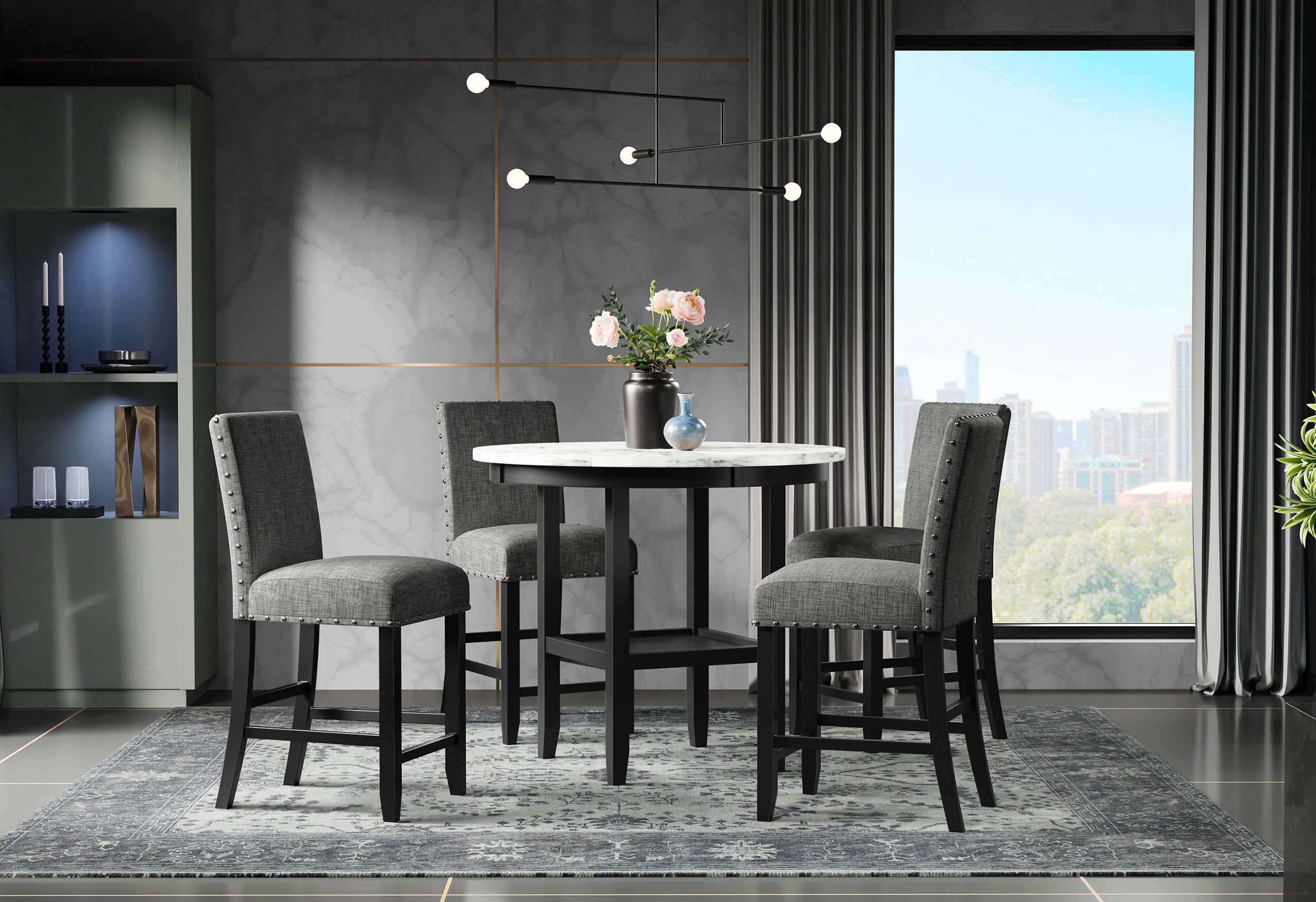 D40011 BAR TABLE + 6 D1622 BAR STOOLS