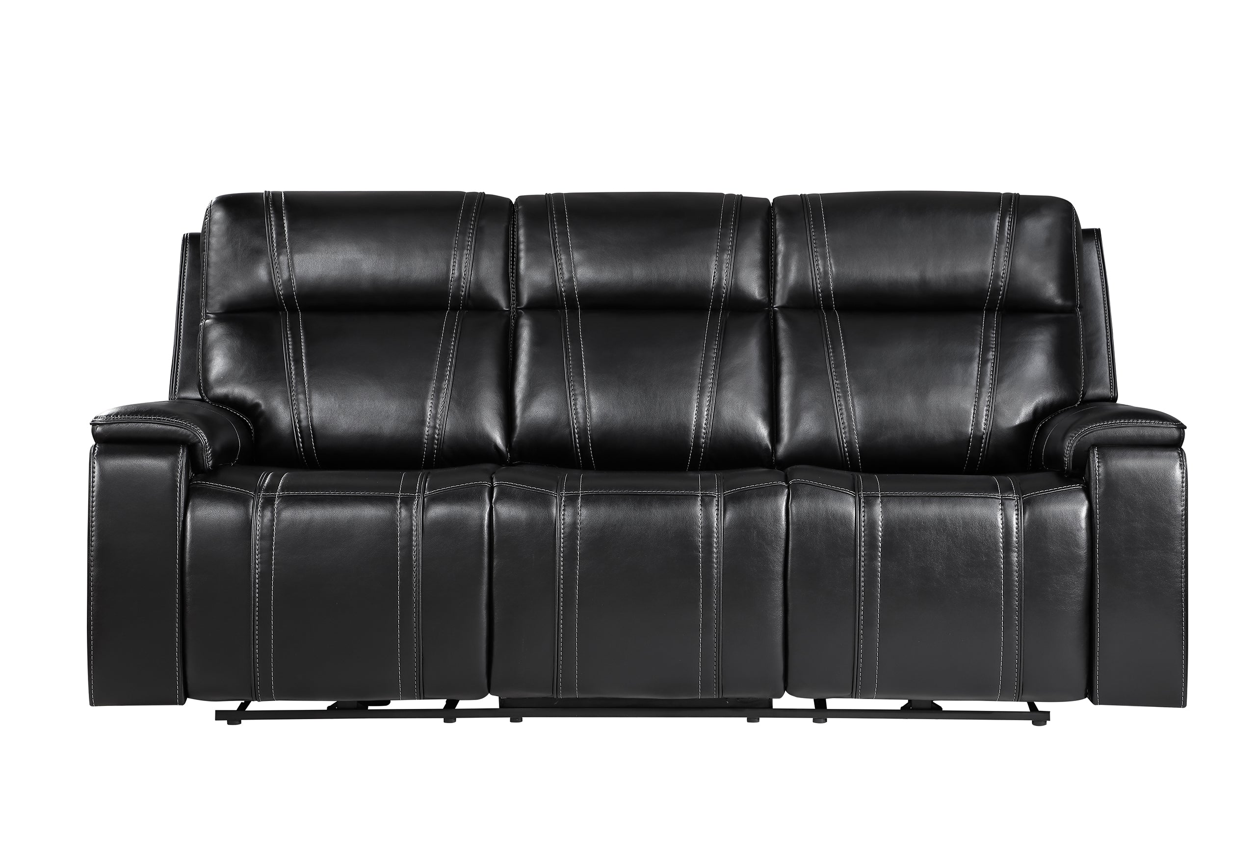 U8880 BLACK LEATHER POWER RECLINING SOFA