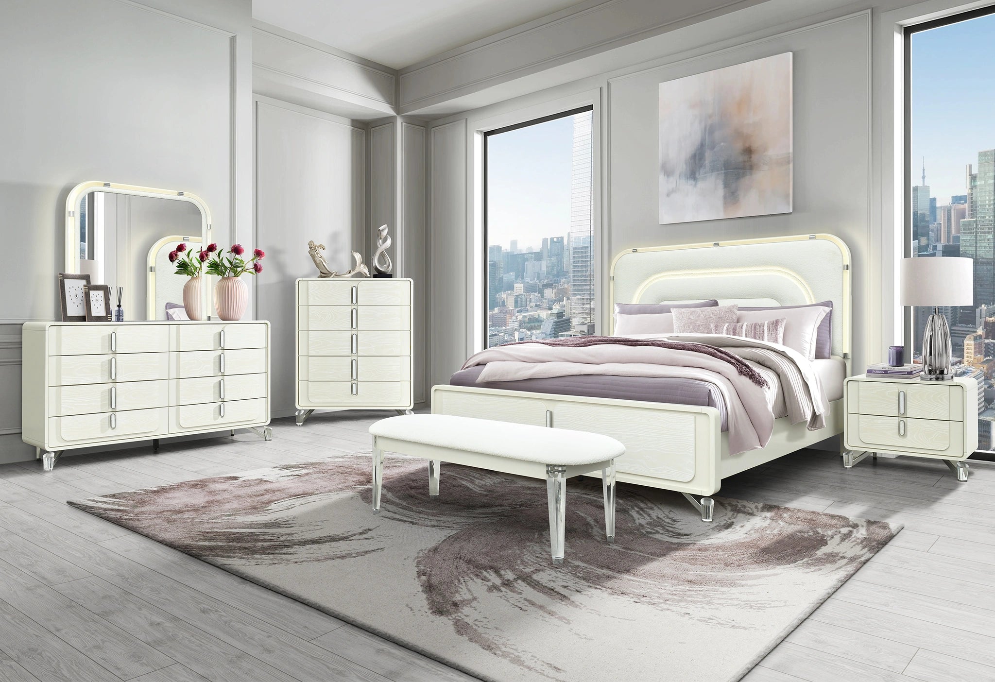 Lyra Beige Mirror with LED
