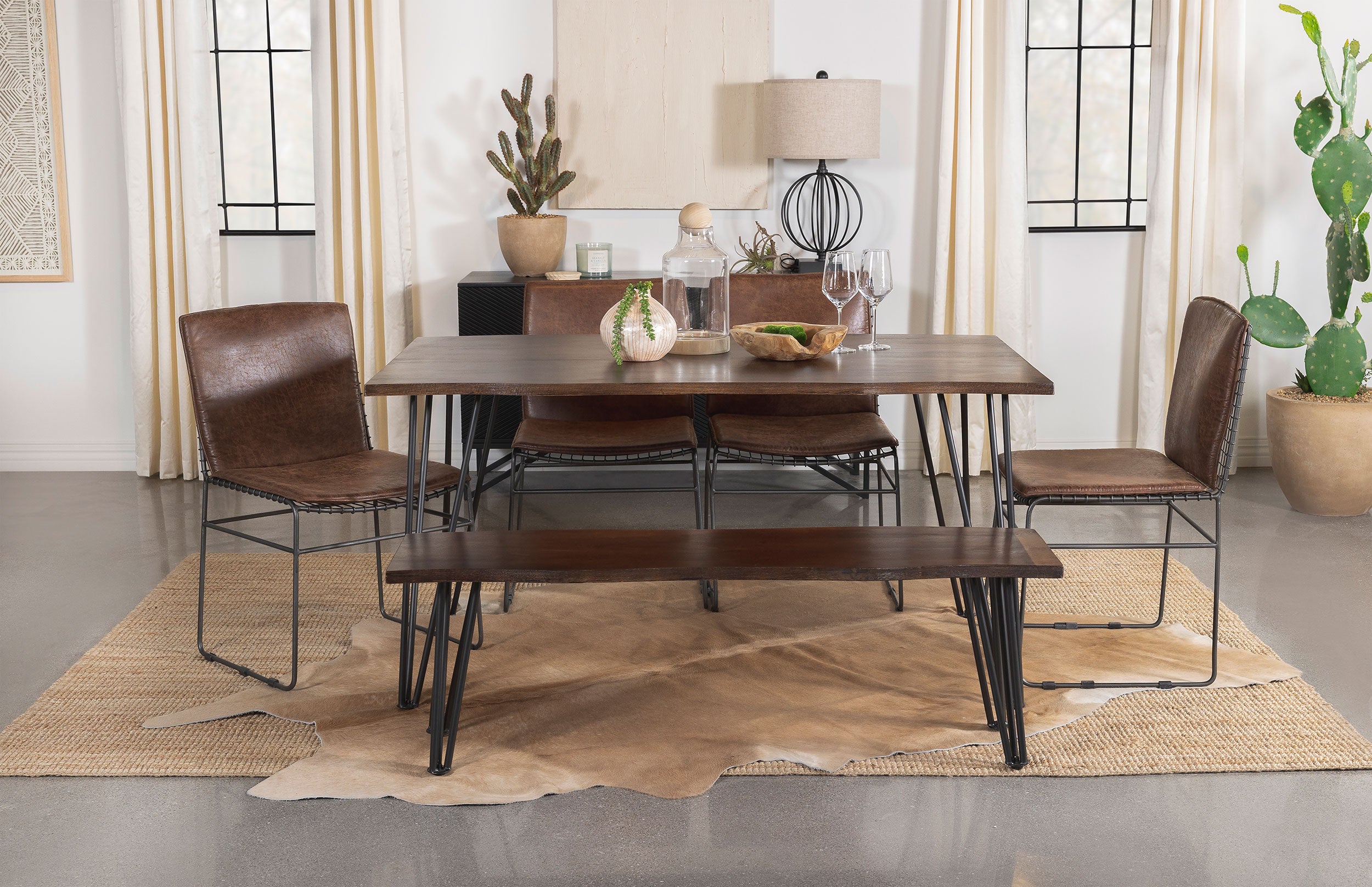 Topeka Dining Set Mango Cocoa and Gunmetal