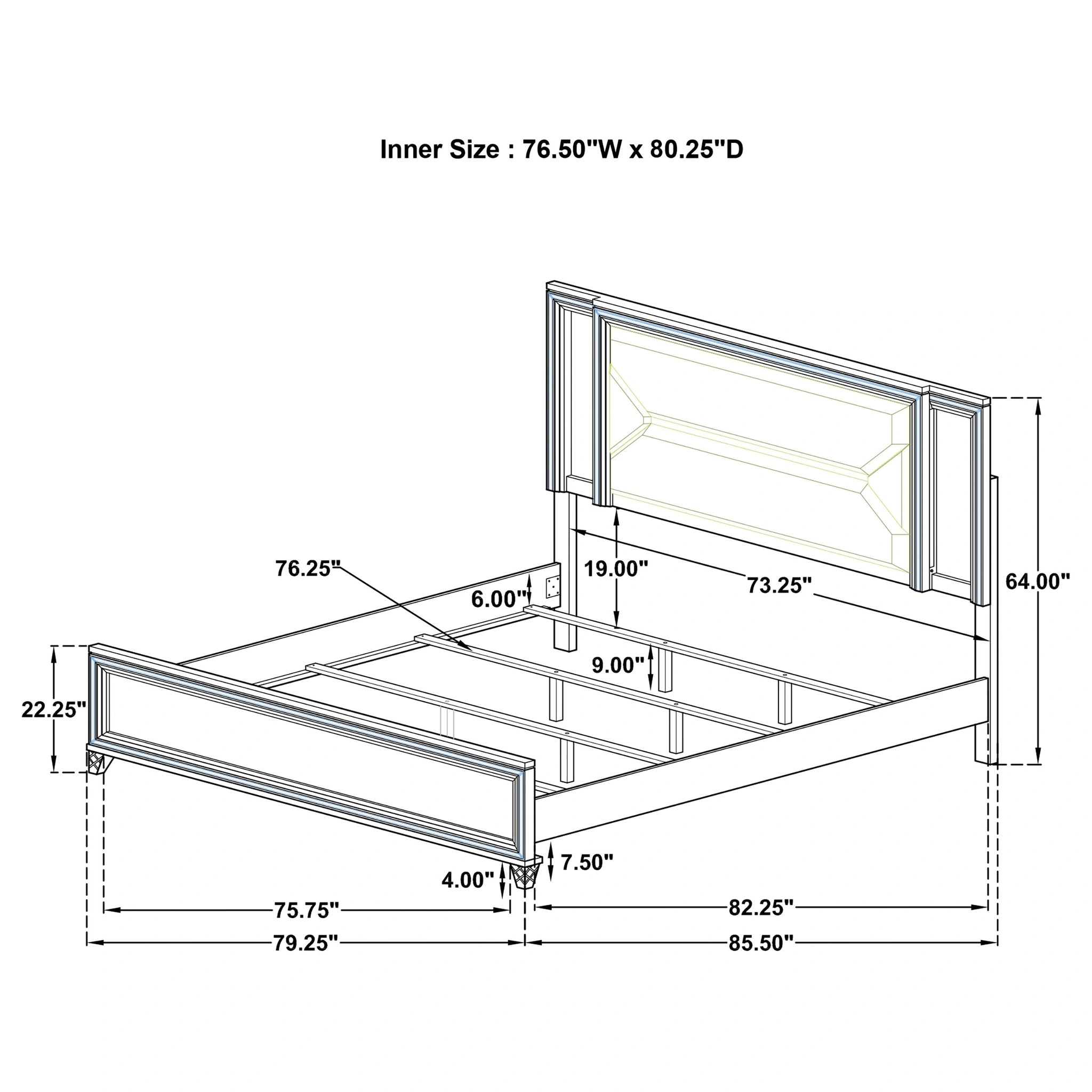 Marmore Panel Bed with LED Lighting