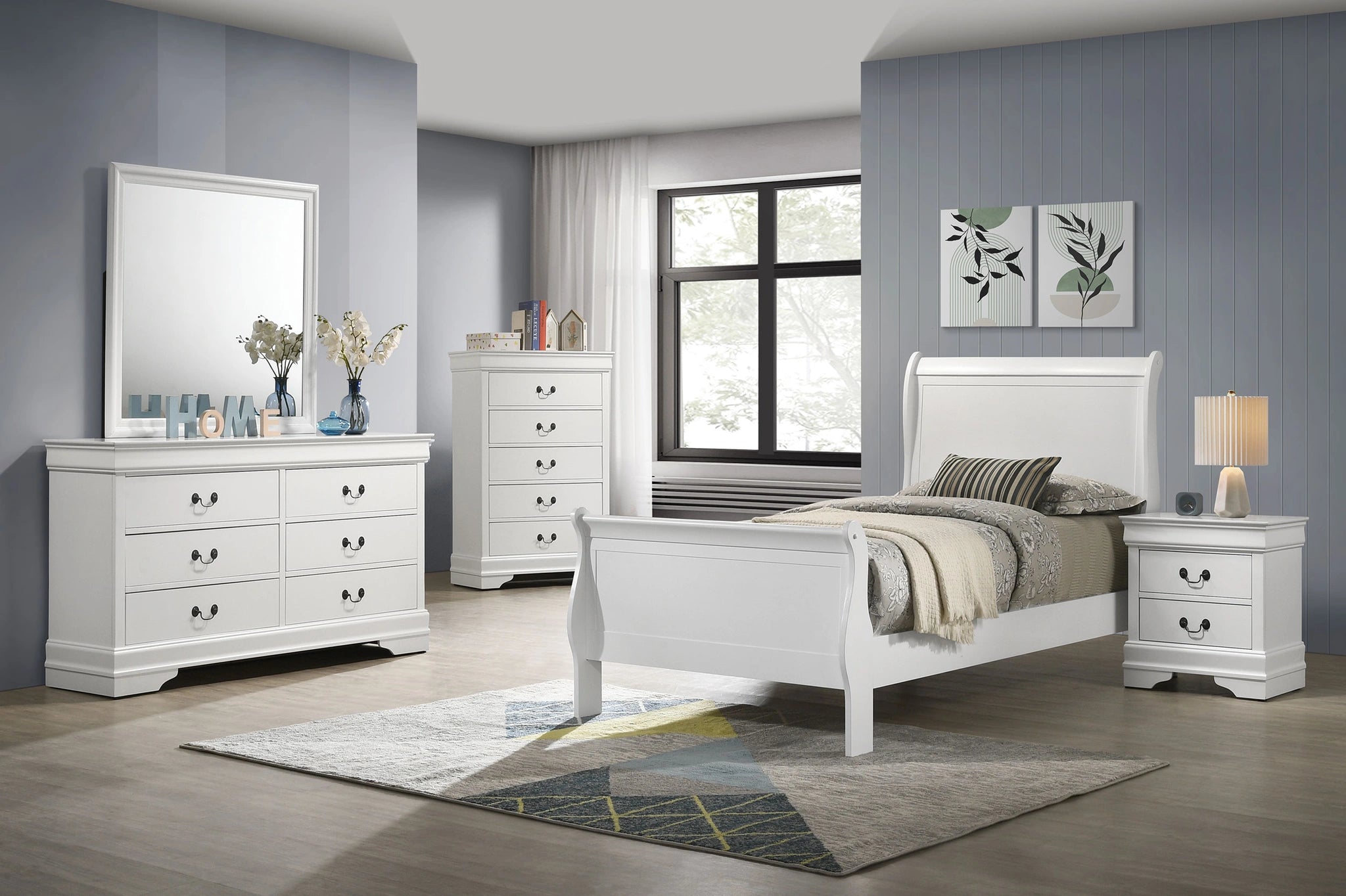 Louis Philippe Sleigh Panel Bed