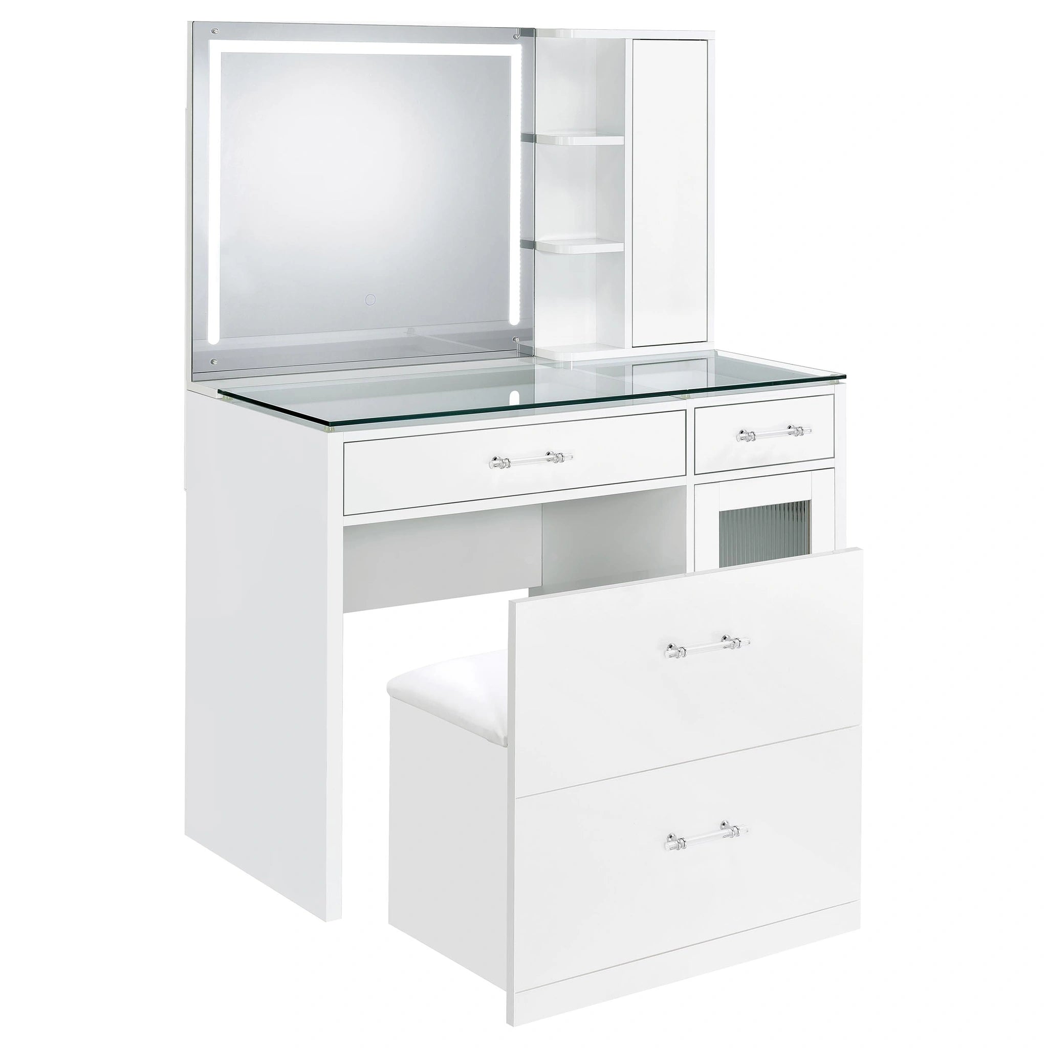 Flora Makeup Vanity Table with LED Mirror and Stool