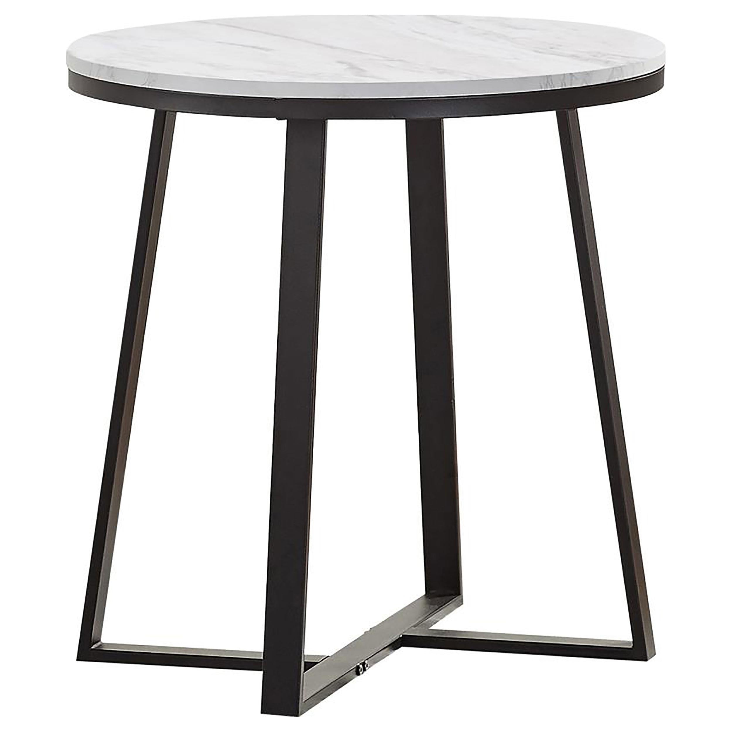 Hugo Metal Base Round End Table White and Matte Black image