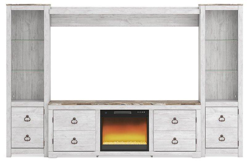 Willowton 4-Piece Entertainment Center with Electric Fireplace