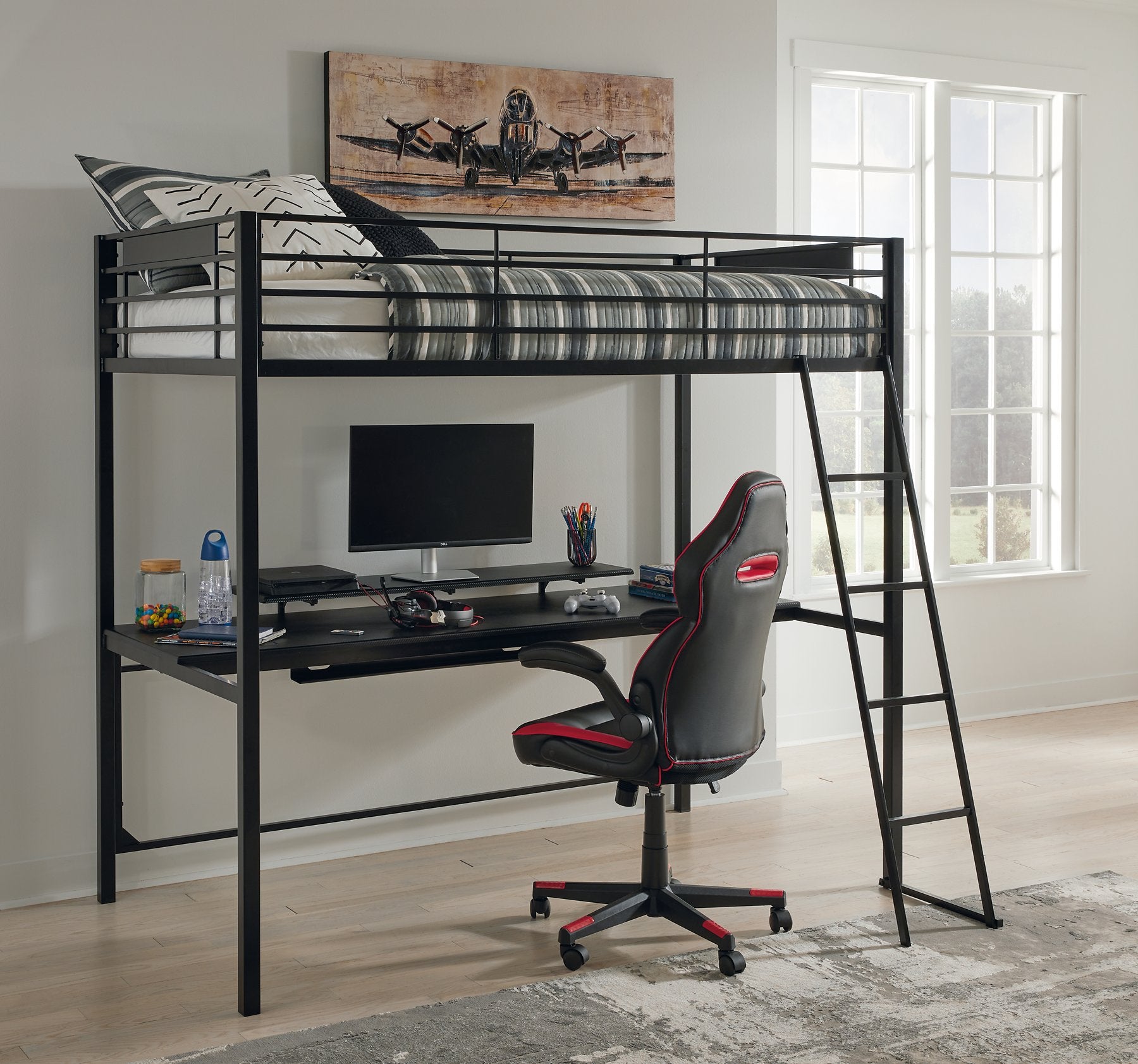 Broshard Loft Bed with Desk