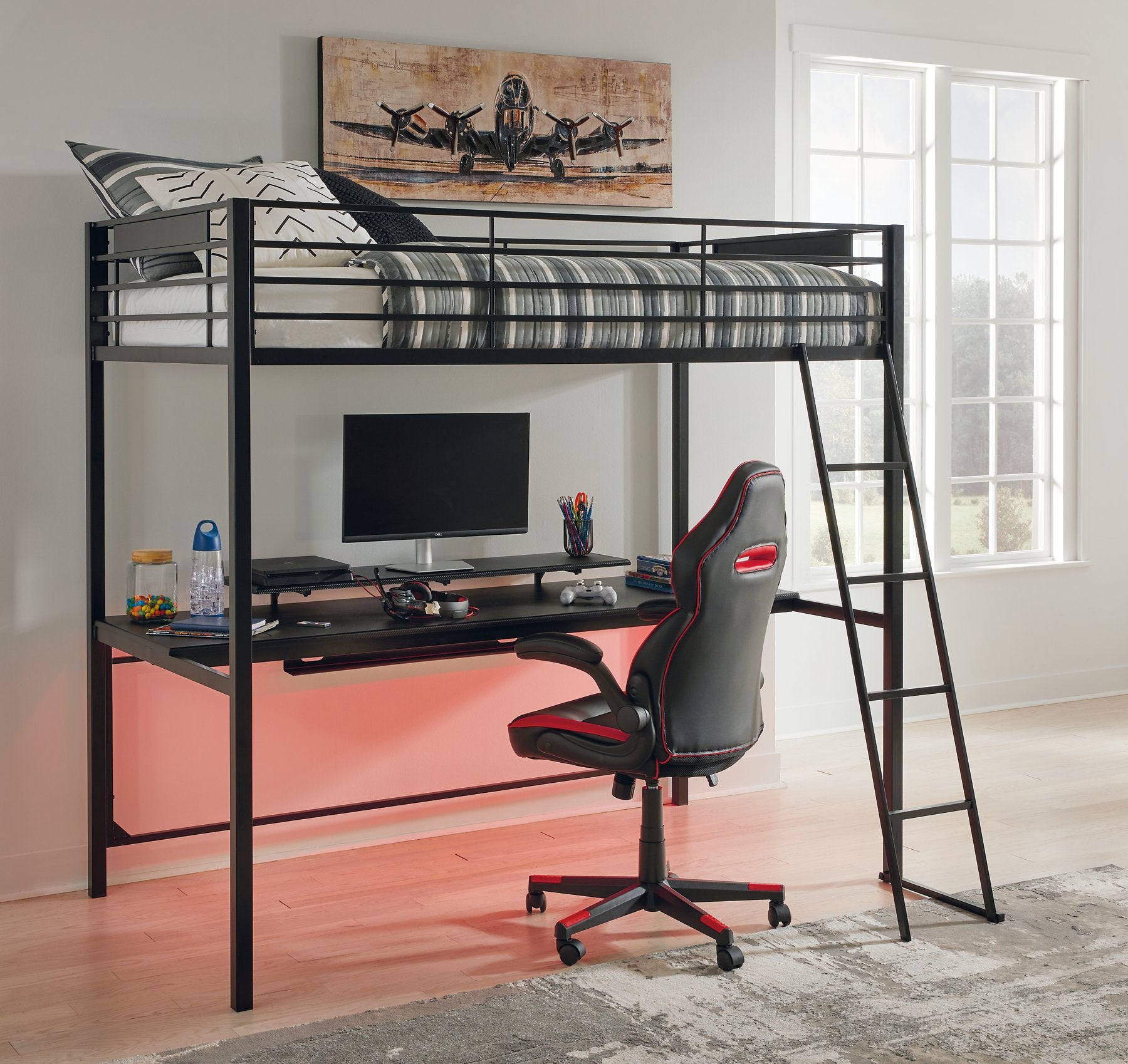Broshard Loft Bed with Desk