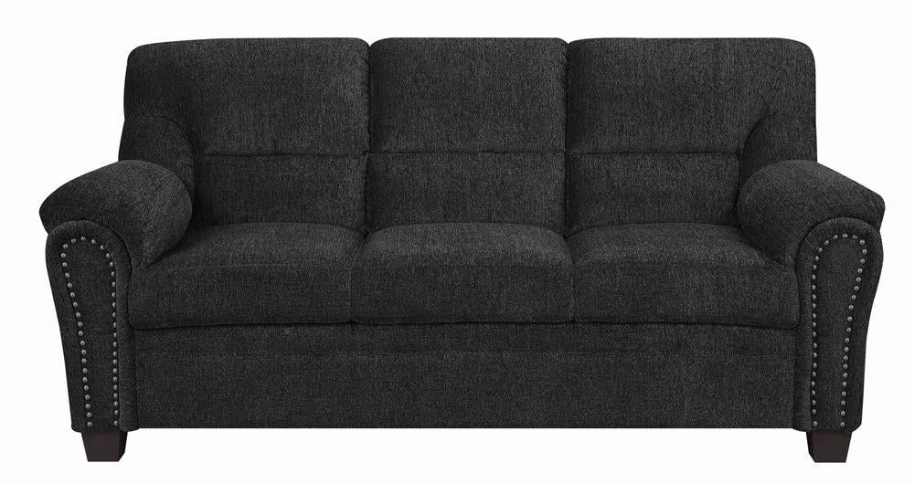 Clementine Upholstered Sofa with Nailhead Trim Grey