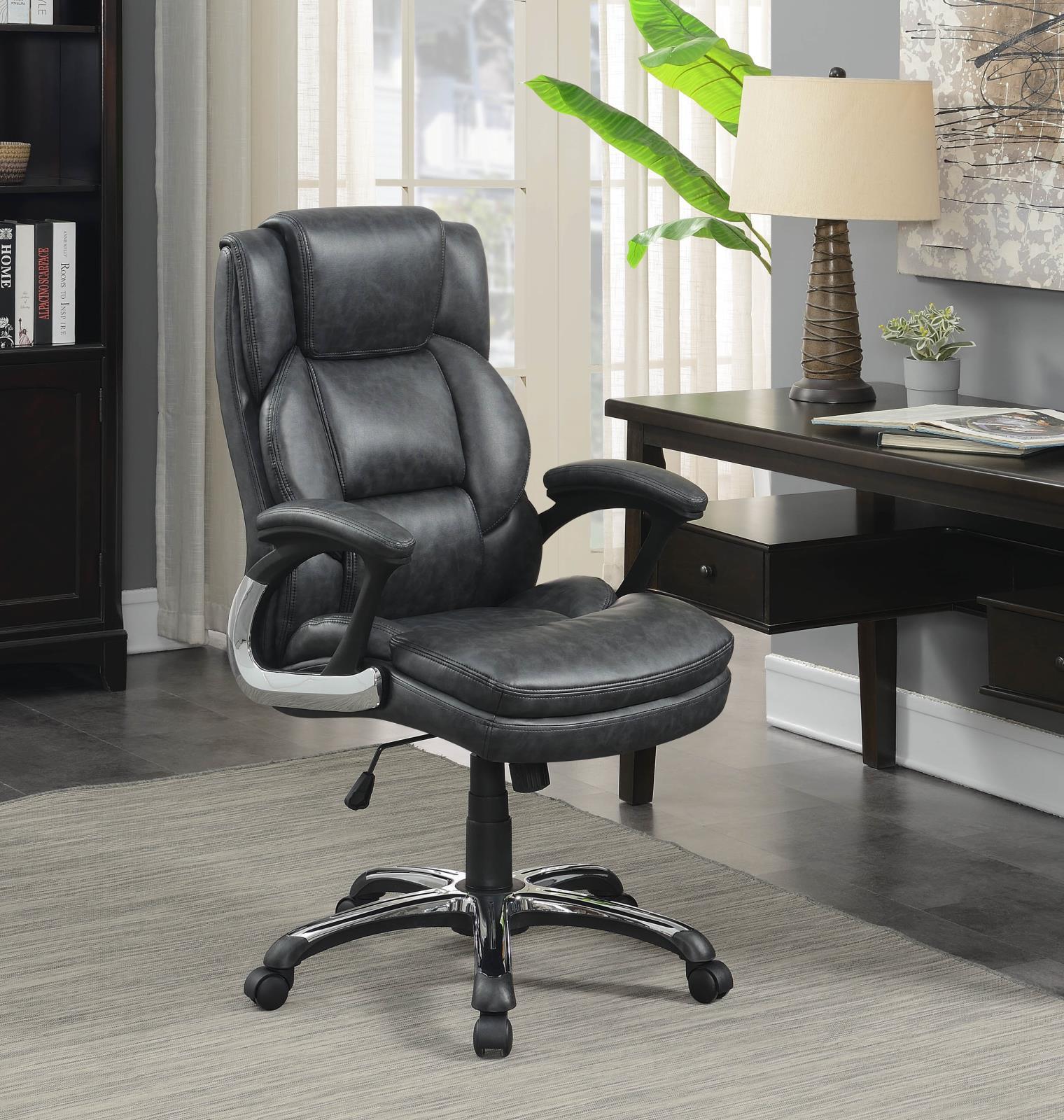 Nerris Adjustable Height Office Chair with Padded Arm Grey and Black