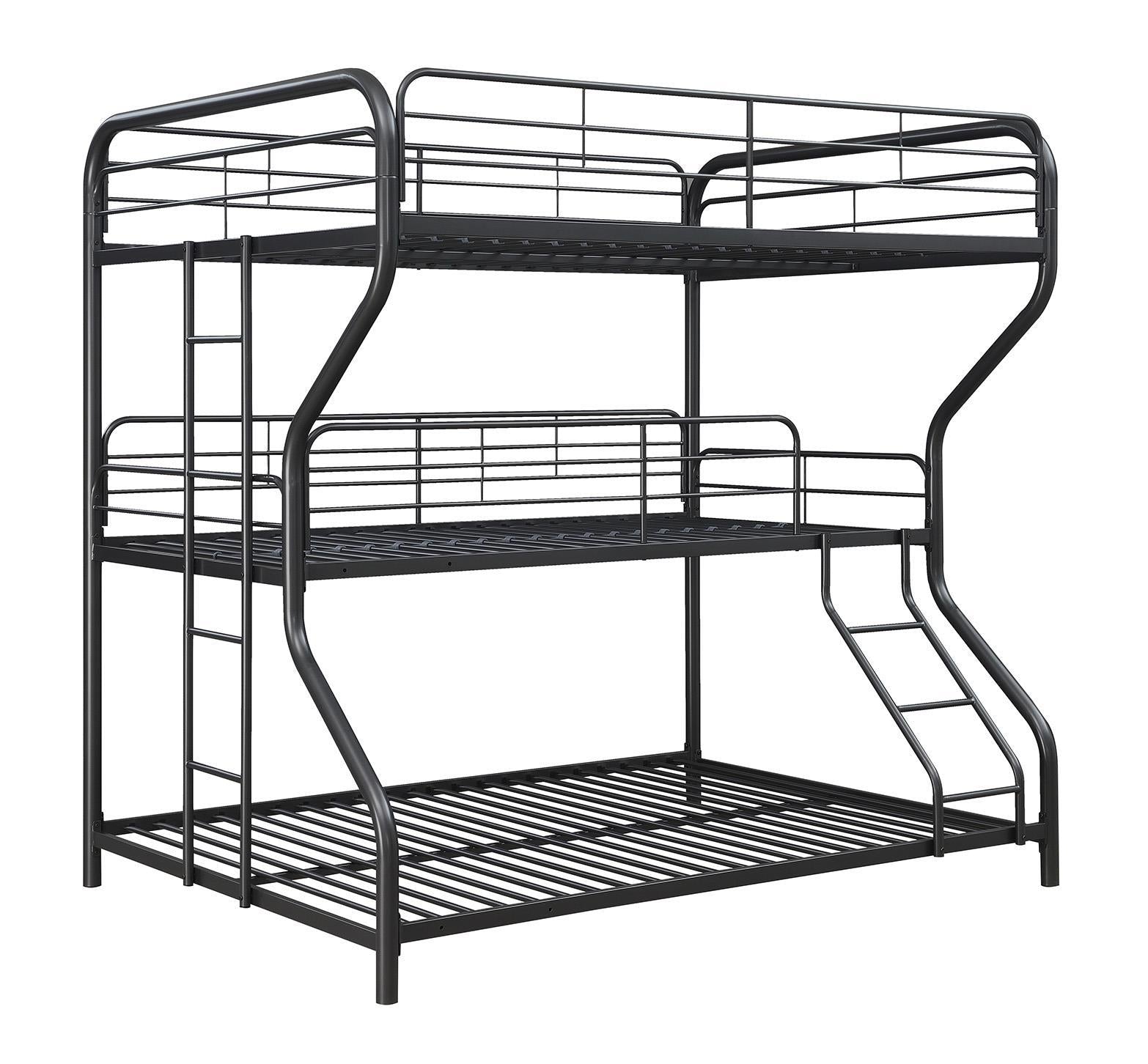 Garner Triple Full Over Twin Over Full Bunk Bed with Ladder Gunmetal