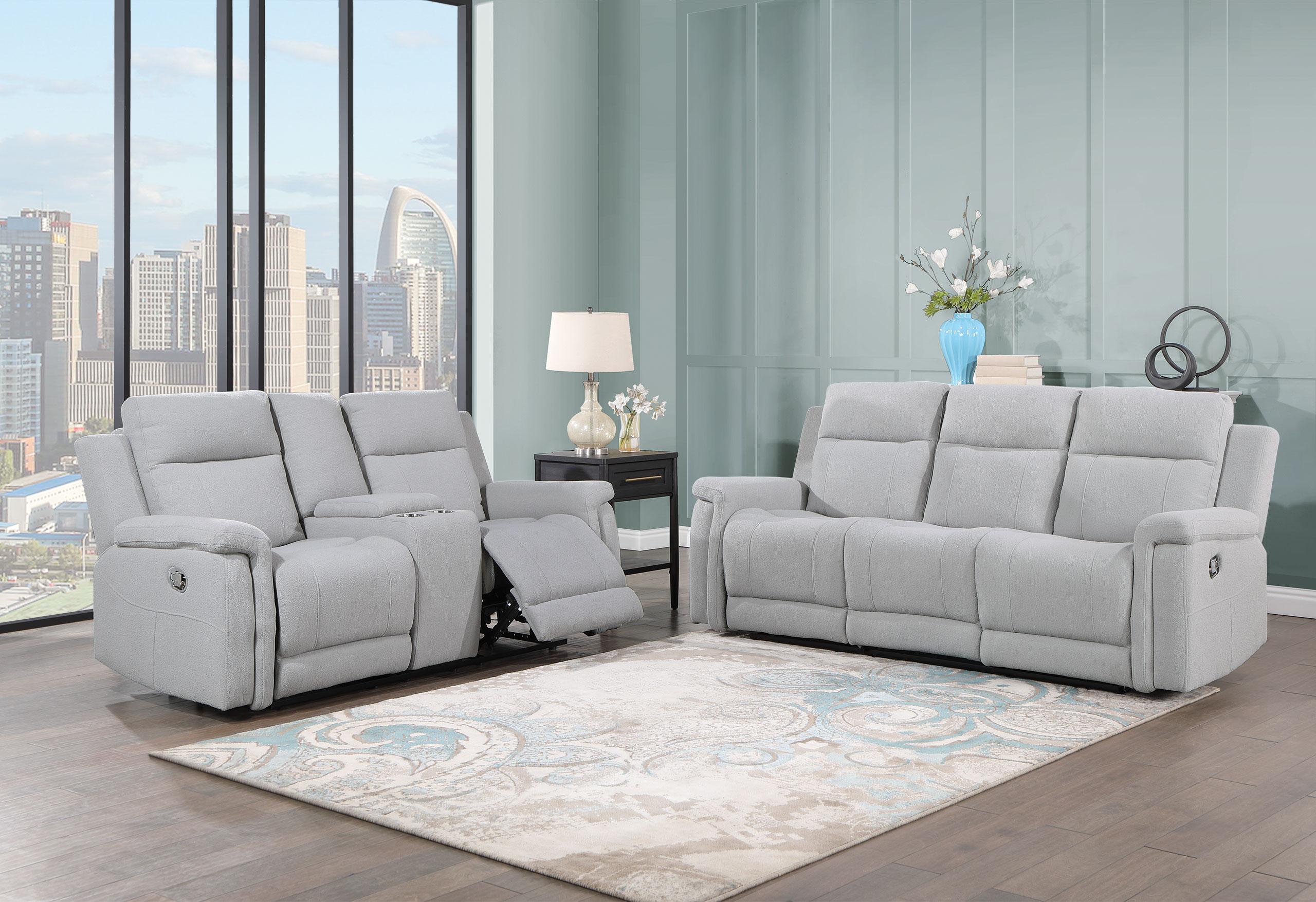 U1797 GREY RECLINING SOFA / CONSOLE RECLINING LOVESEAT image