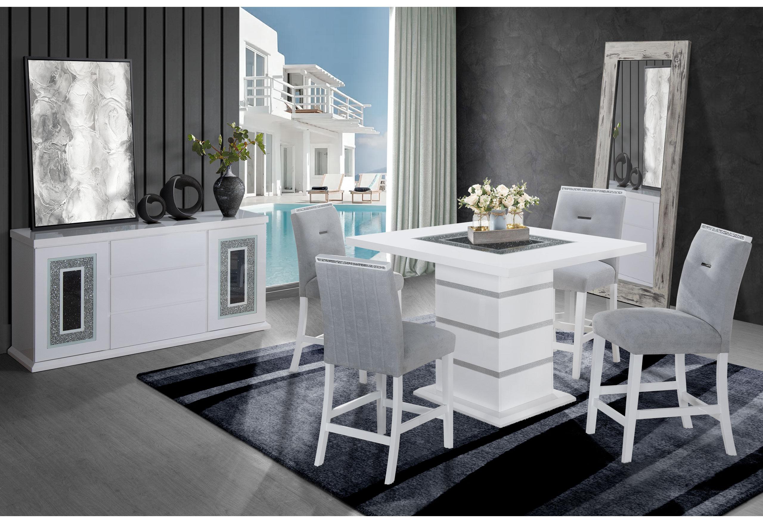 MONACO WHITE BAR TABLE + 6 MONACO BS-N