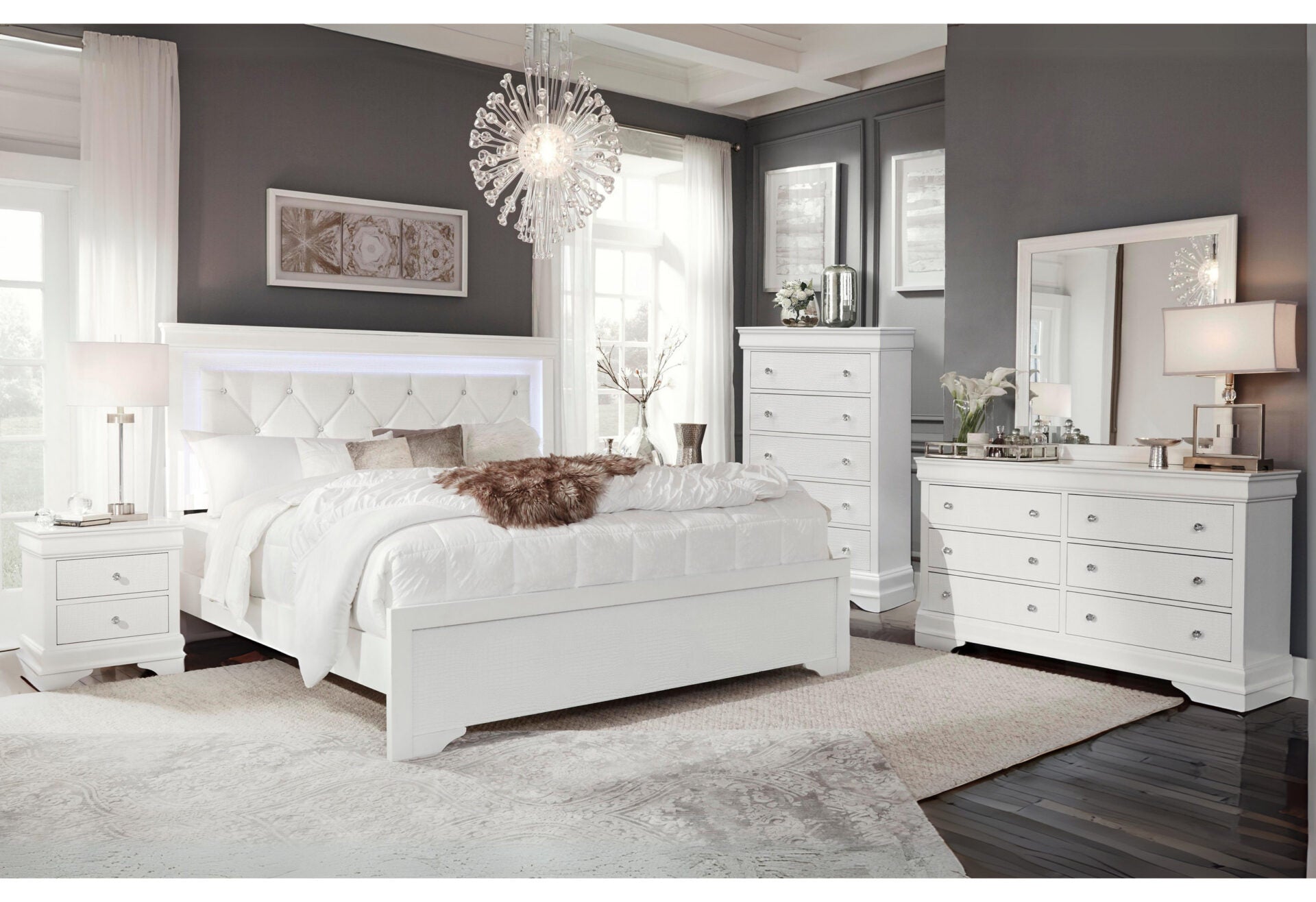 Pompei Metallic White Group With Led