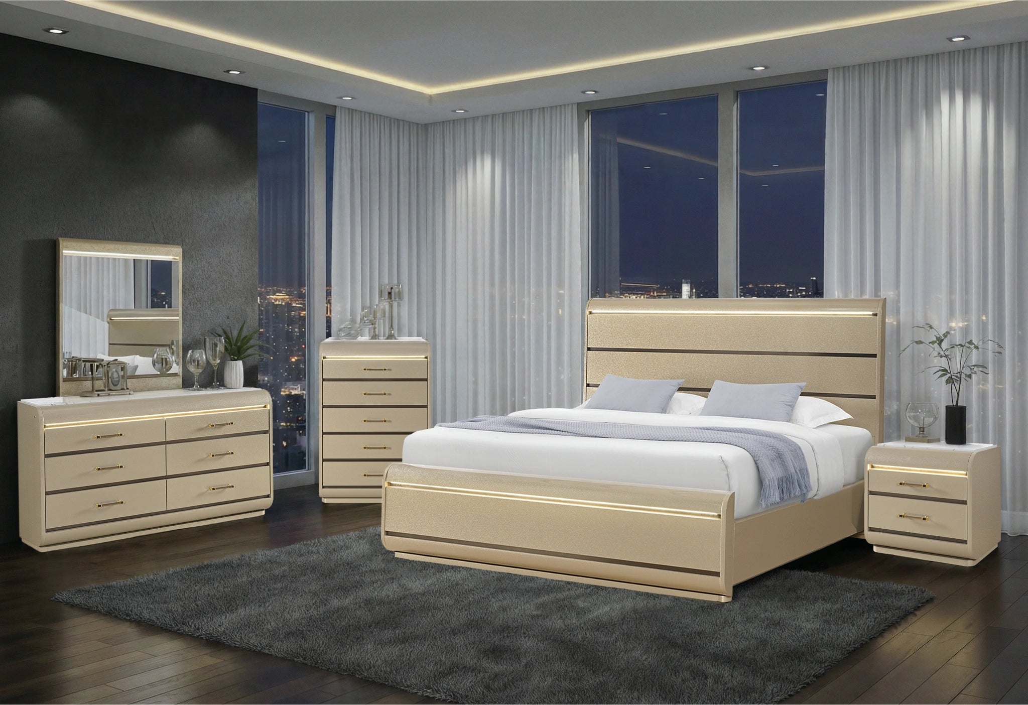 Genesis Gold Nightstand with LED