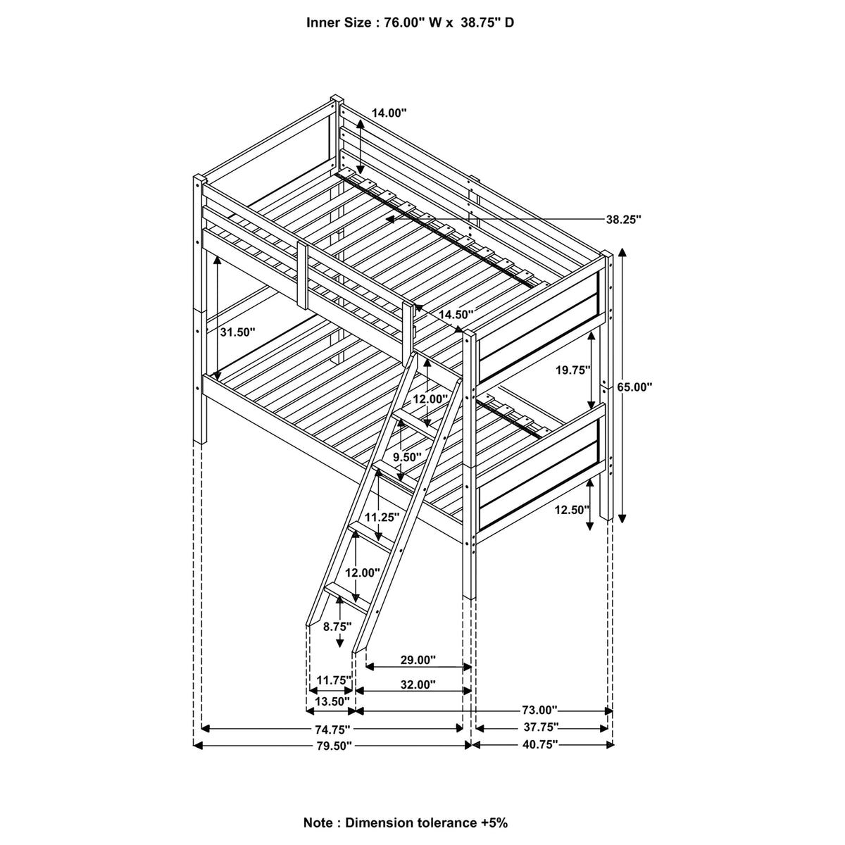 Ryder Bunk Bed with Mattress