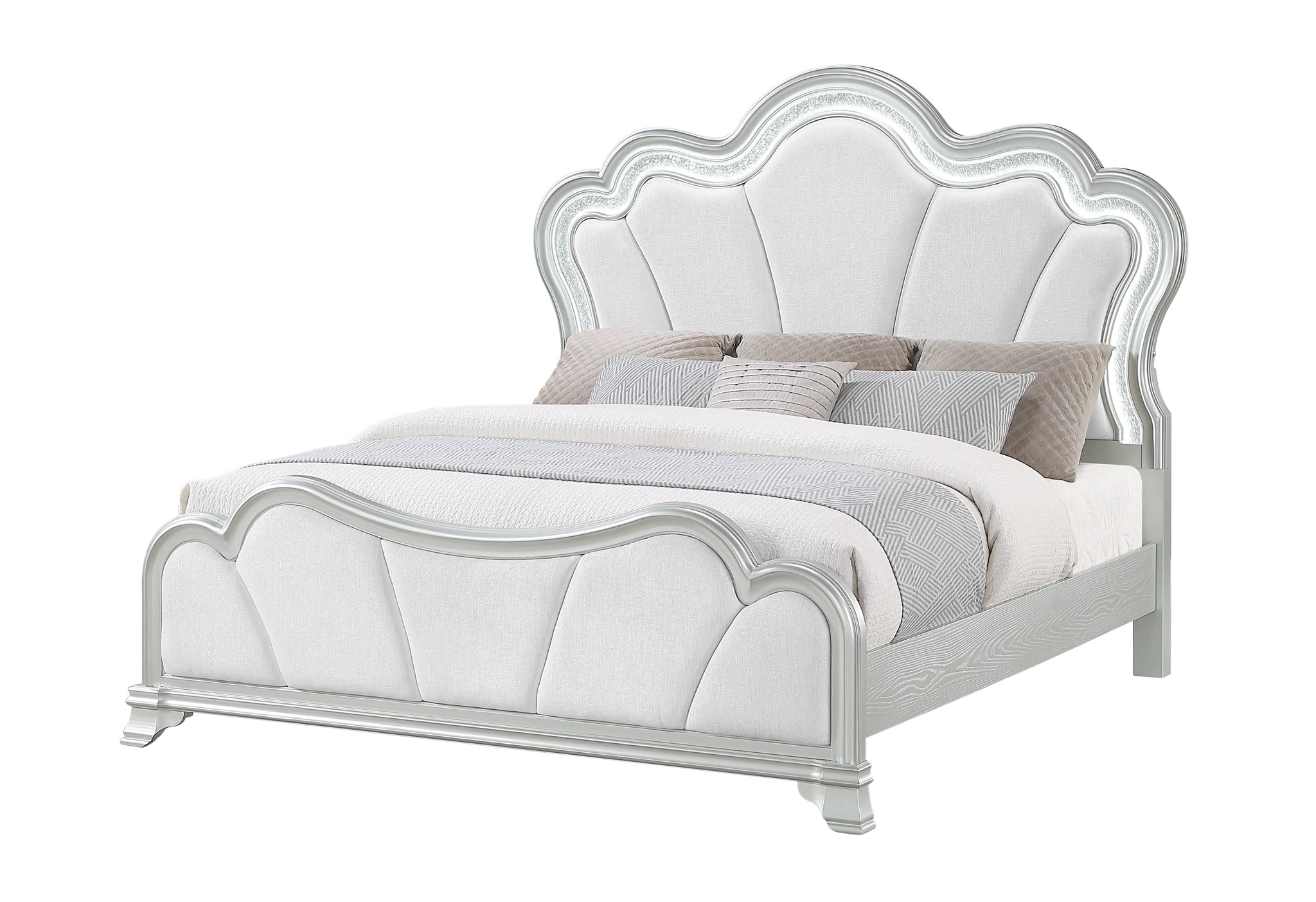 Aria Silver Bed with LED
