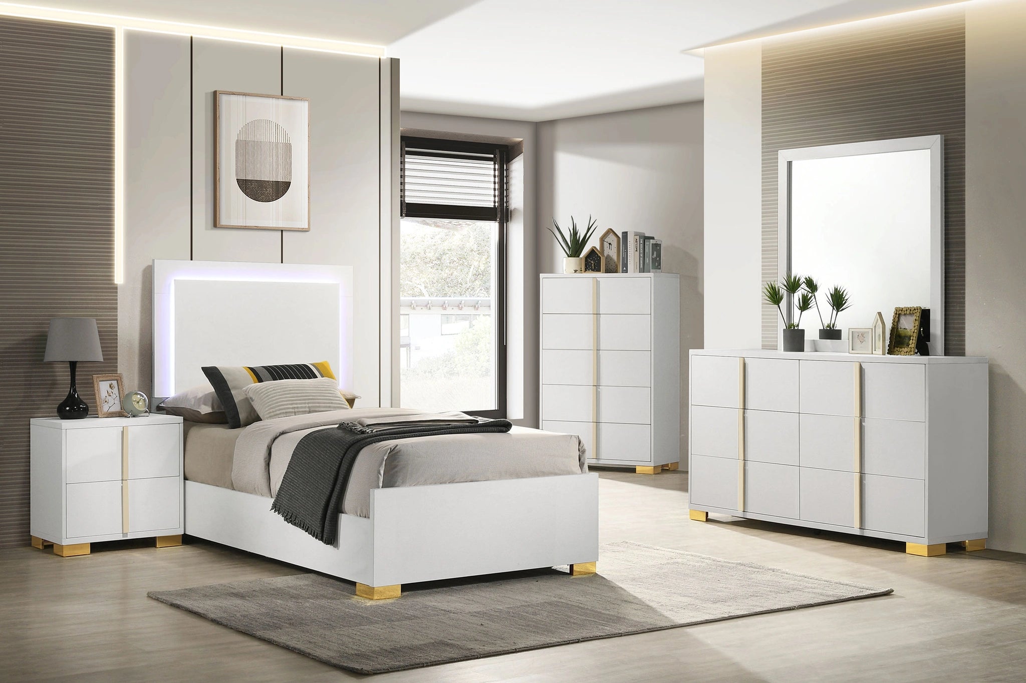 Marceline Panel Bed with LED Lighting