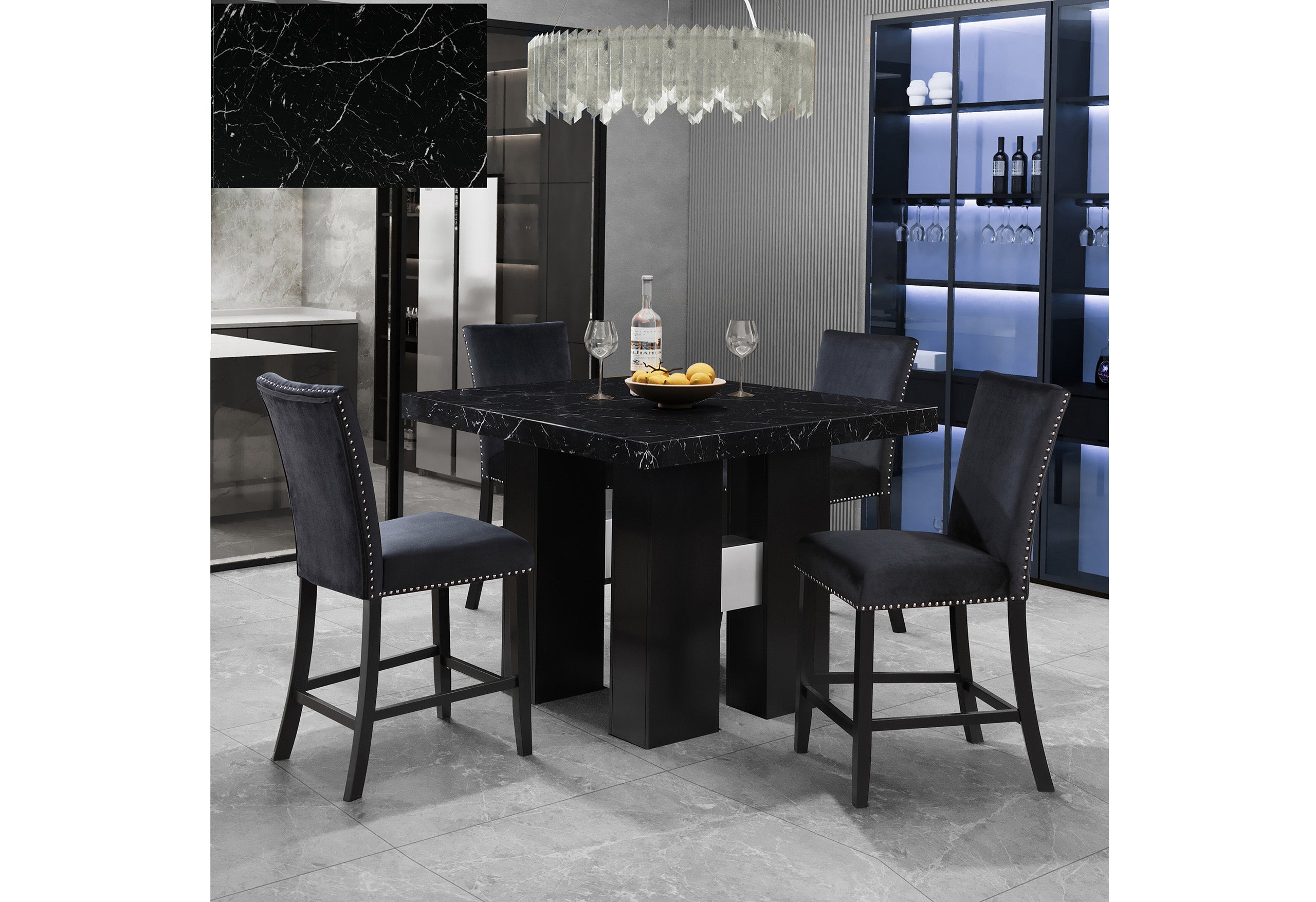 D04 BLACK BAR TABLE + 6 D04BS