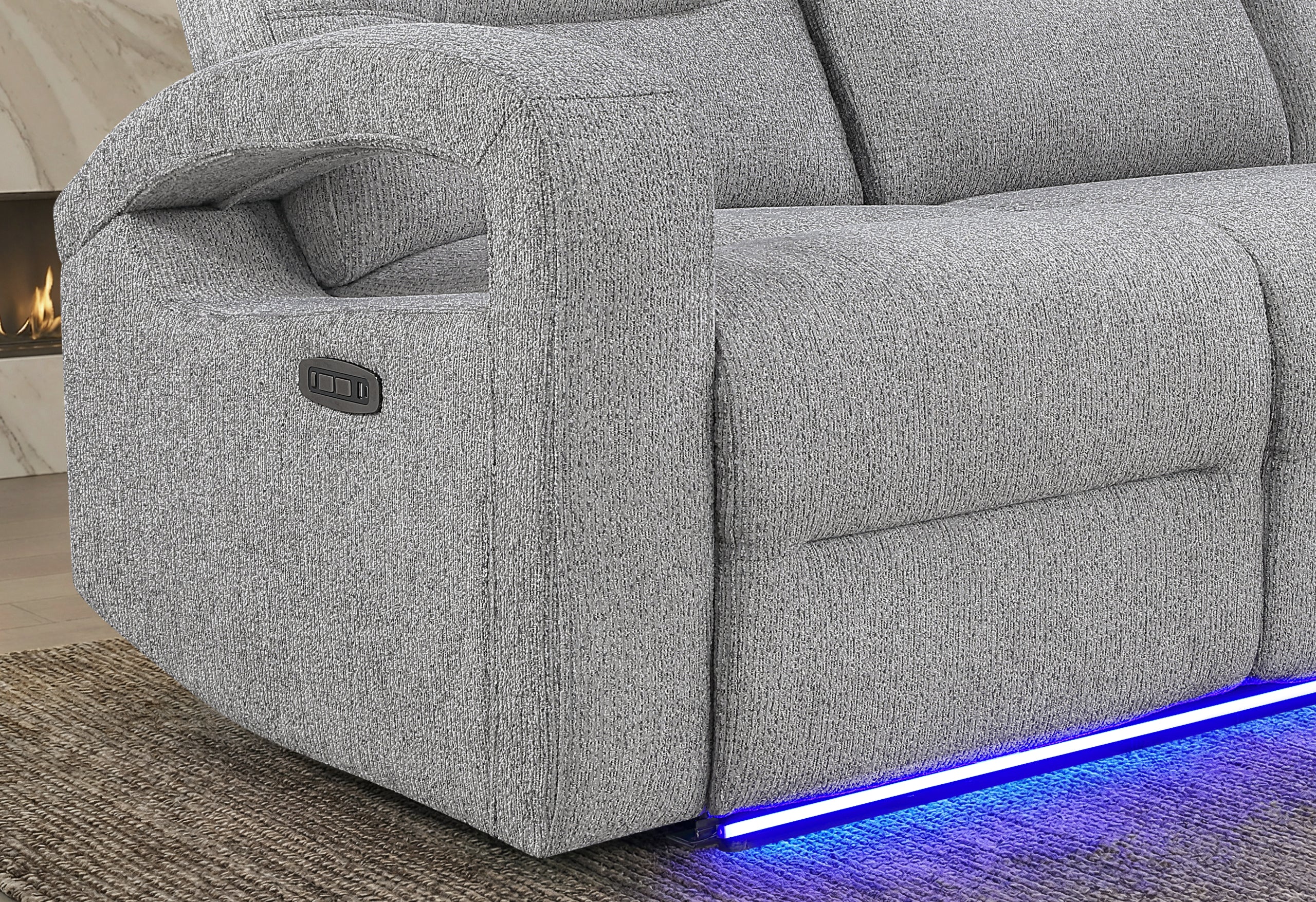U6611 GREY 15 POWER RECLINER WITH LED
