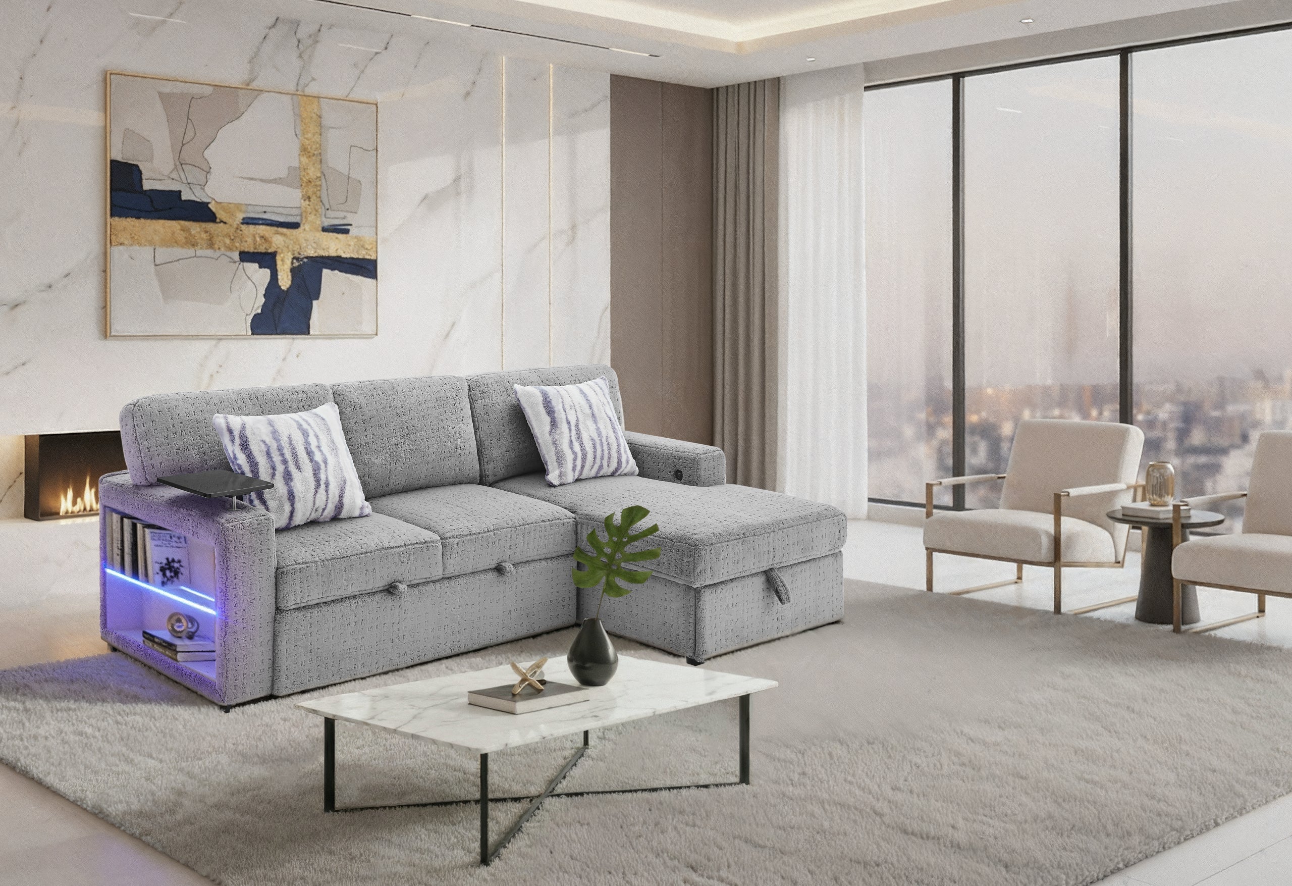 U0214 GREY SOFA BED